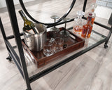 International Lux Rolling Glass & Metal Bar Cart in Black