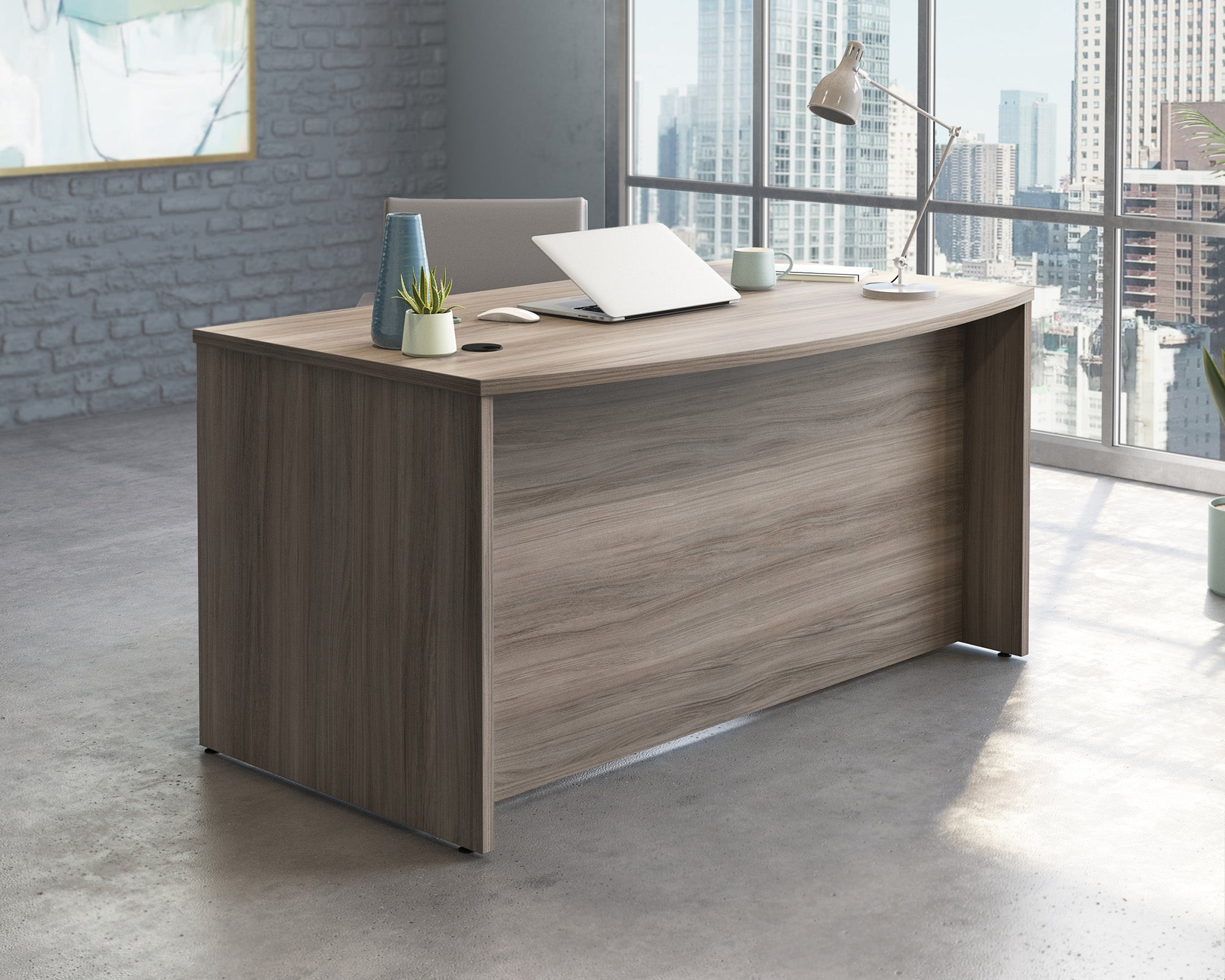 Affirm 60" Bowfront Executive Desk in Hudson Elm