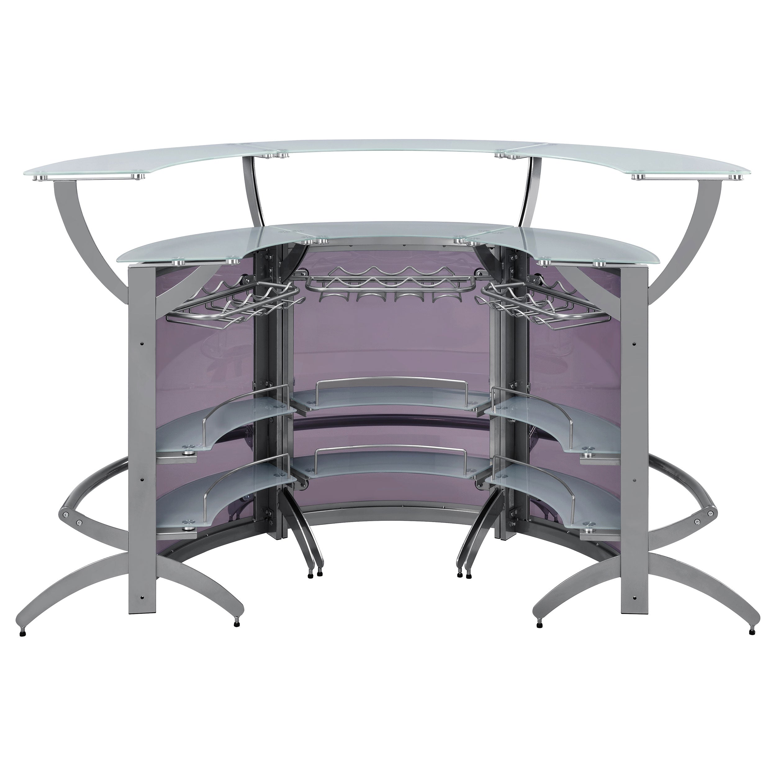 Coaster Dallas 2-shelf Curved Home Bar Silver and Frosted Glass (Set of 3) Set of 1