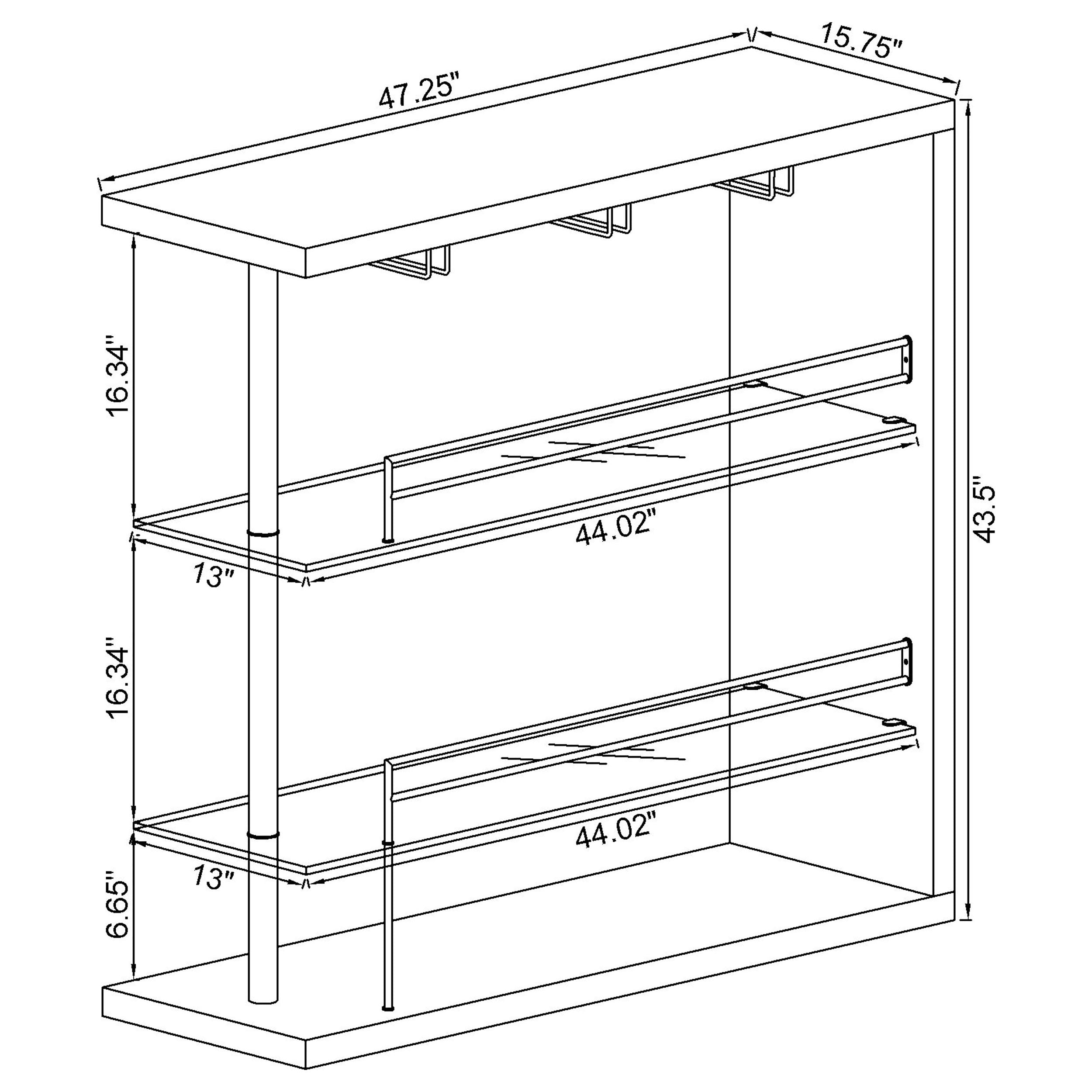 Coaster Prescott Rectangular 2-shelf Bar Unit Glossy Black Grey