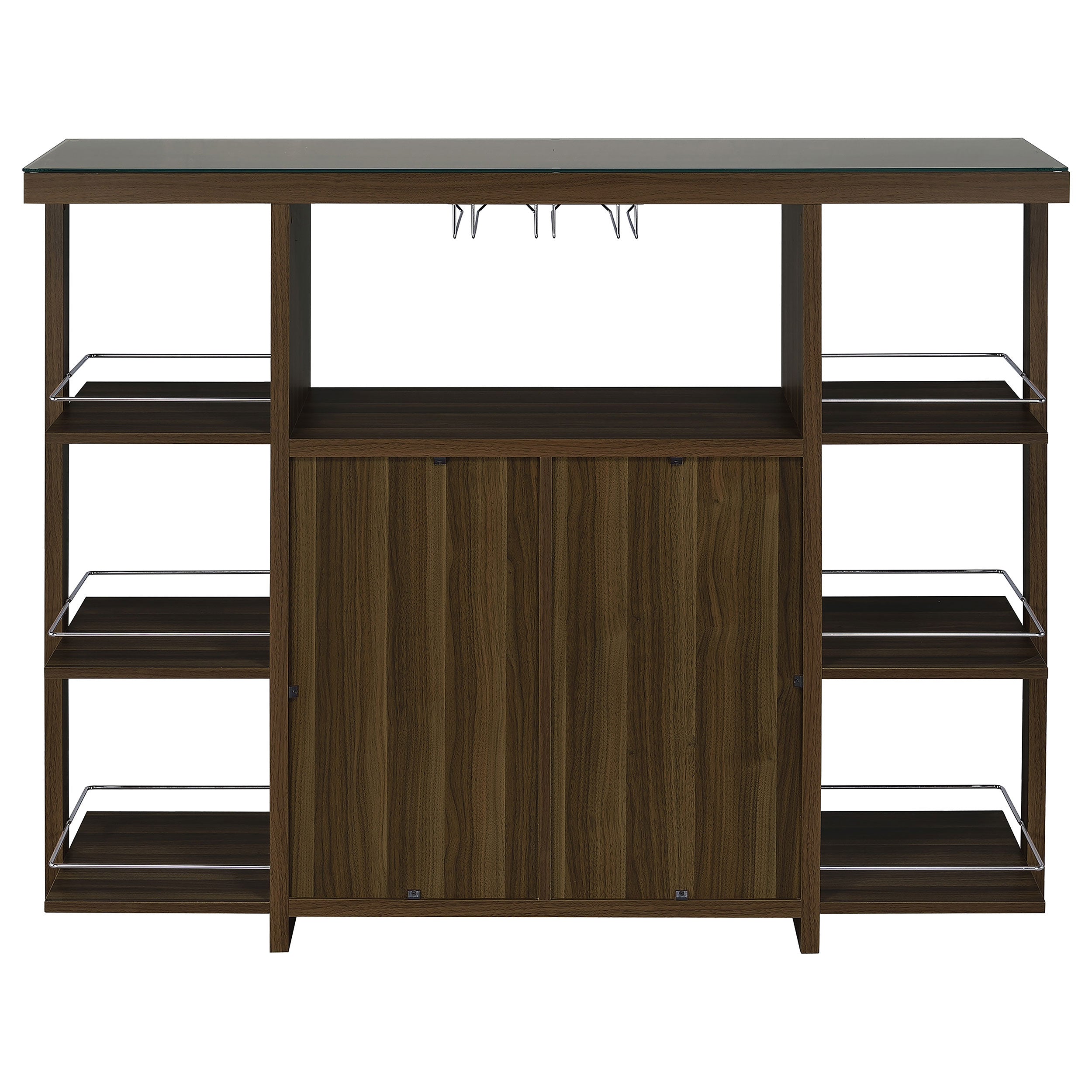 Coaster Evelio Bar Unit with Wine Bottle Storage Walnut Default Title