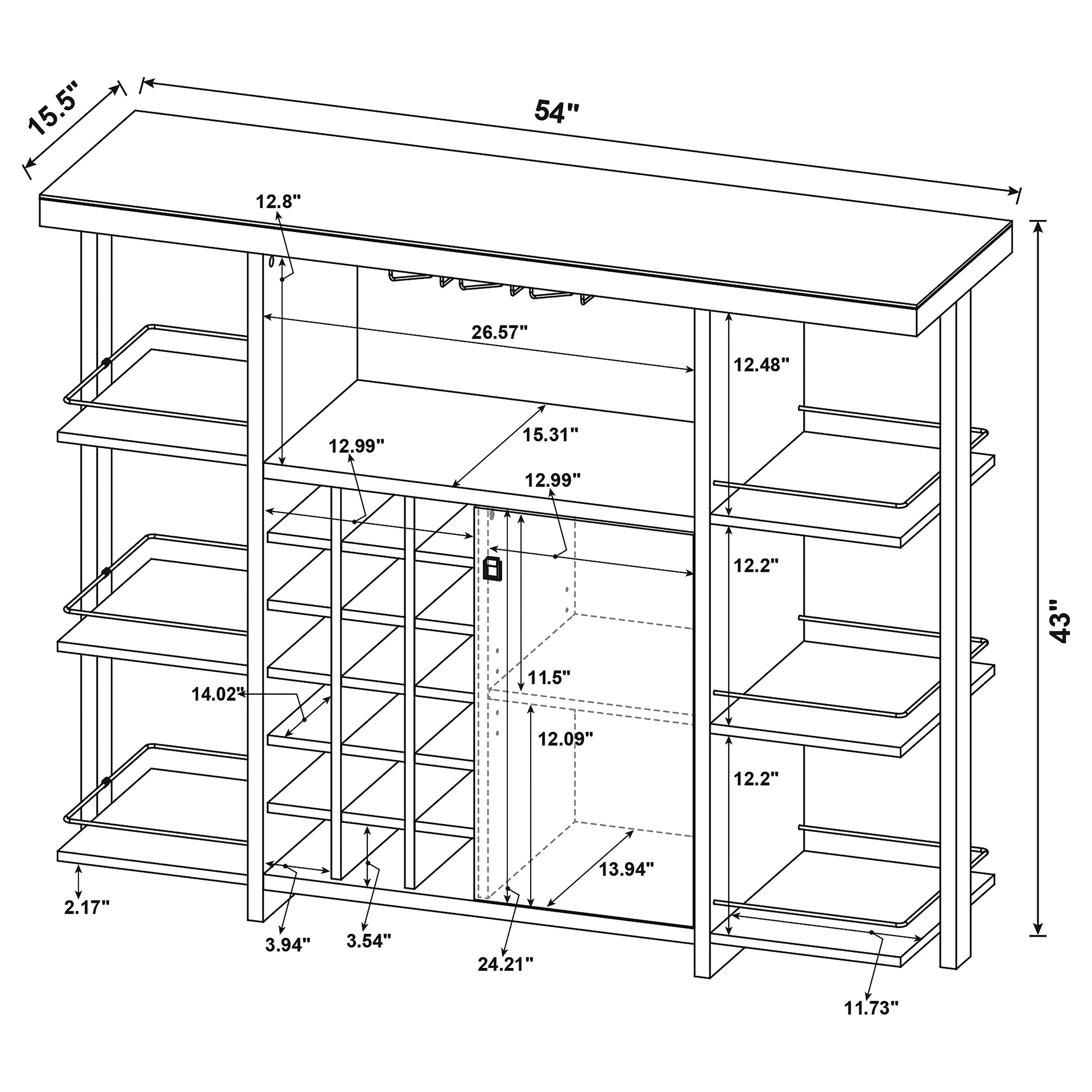 Coaster Evelio Bar Unit with Wine Bottle Storage Walnut Default Title