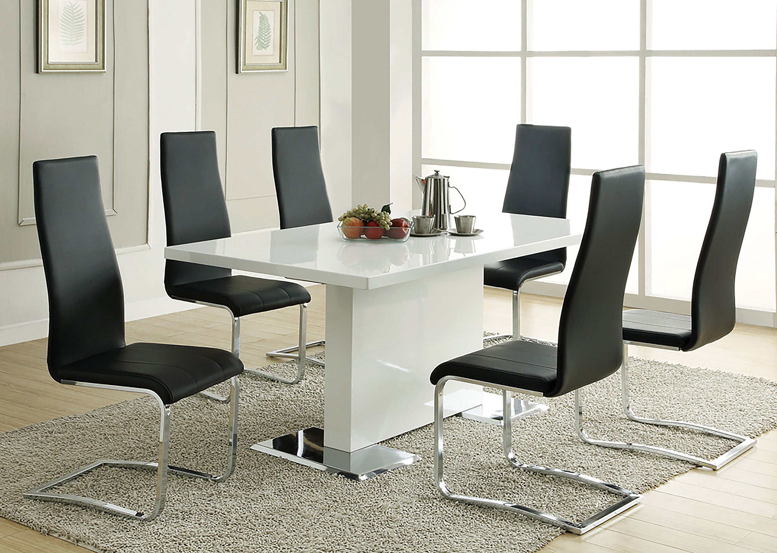 Coaster Montclair High Back Dining Chairs Black and Chrome (Set of 4) Grey