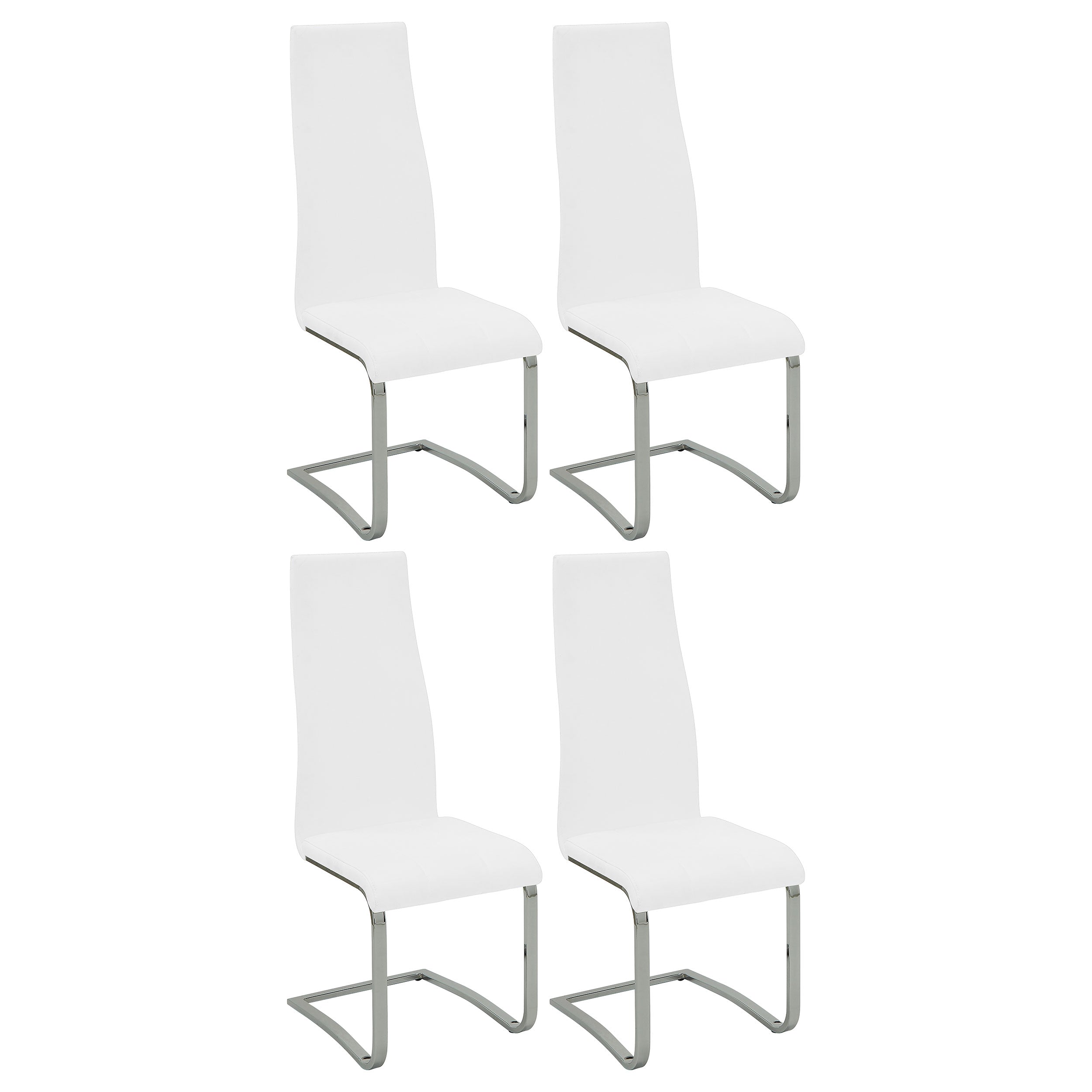 Coaster Montclair High Back Dining Chairs Black and Chrome (Set of 4) White