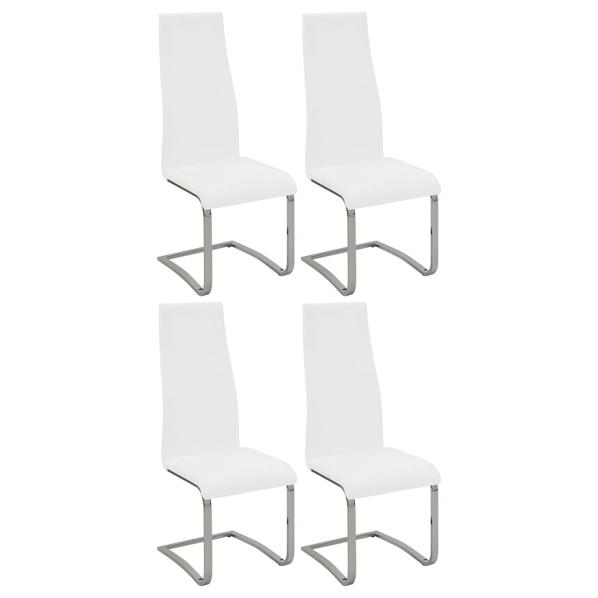 Coaster Montclair High Back Dining Chairs Black and Chrome (Set of 4) White