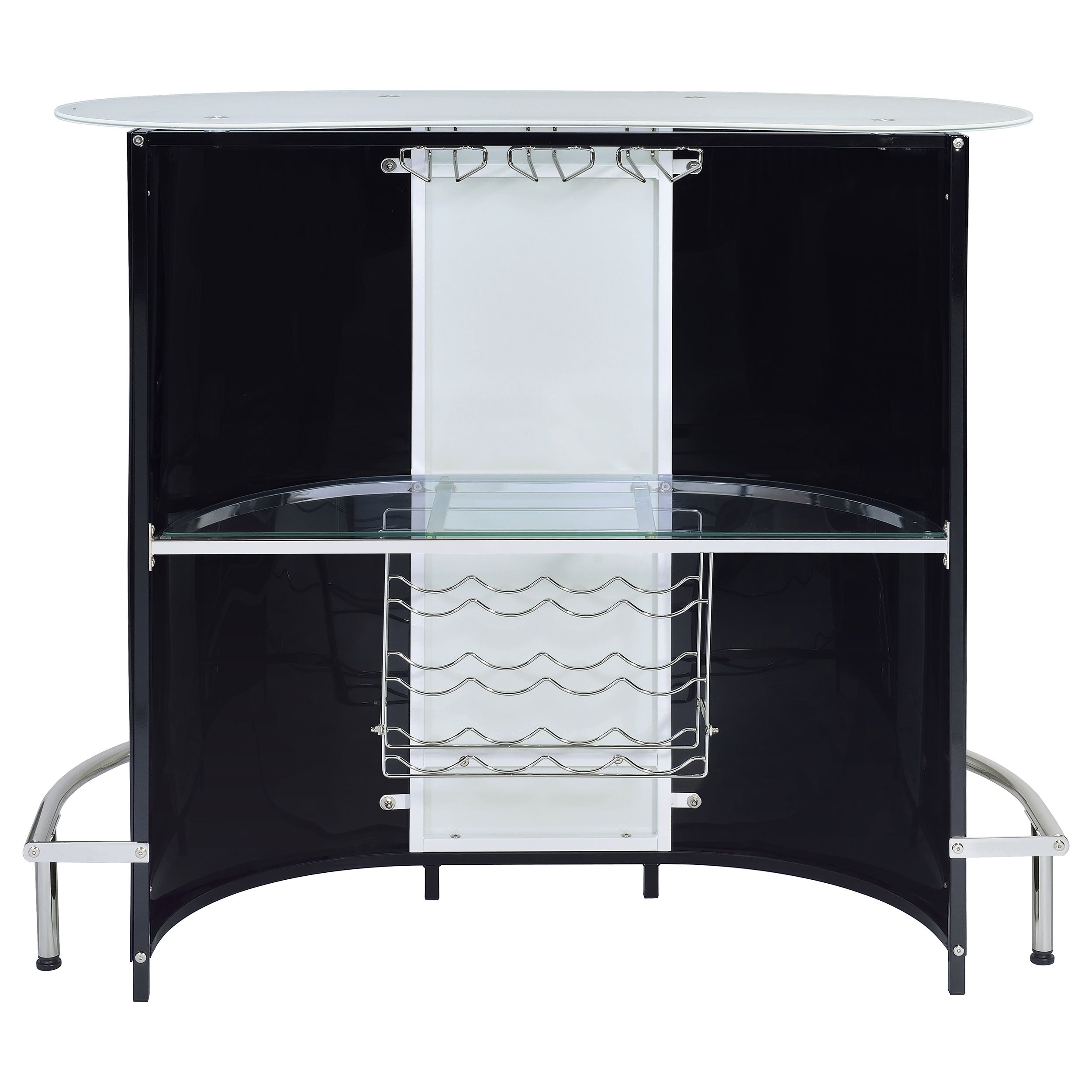 Coaster Lacewing 1-shelf Bar Unit Glossy Black and White Default Title