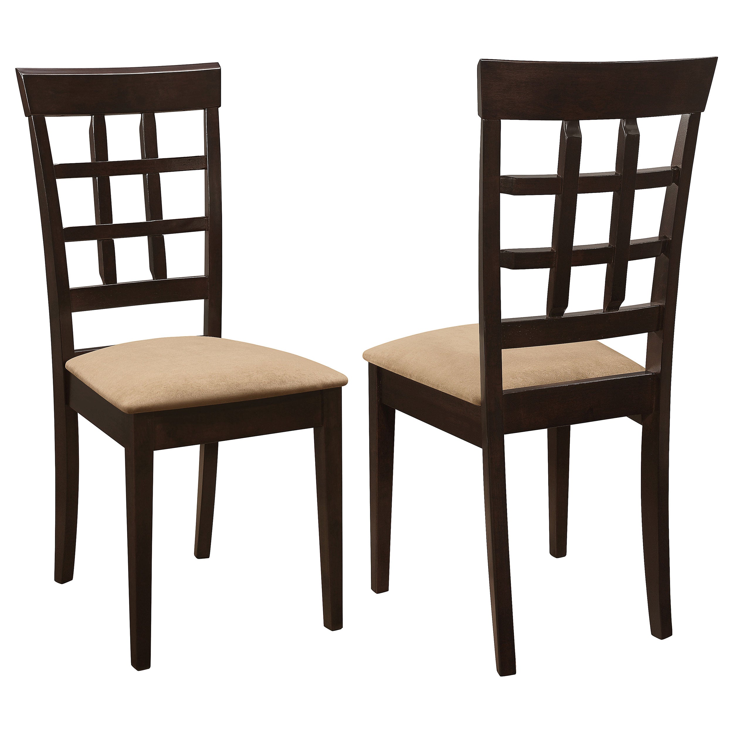 Coaster Gabriel Lattice Back Side Chairs Cappuccino and Tan (Set of 2) Default Title