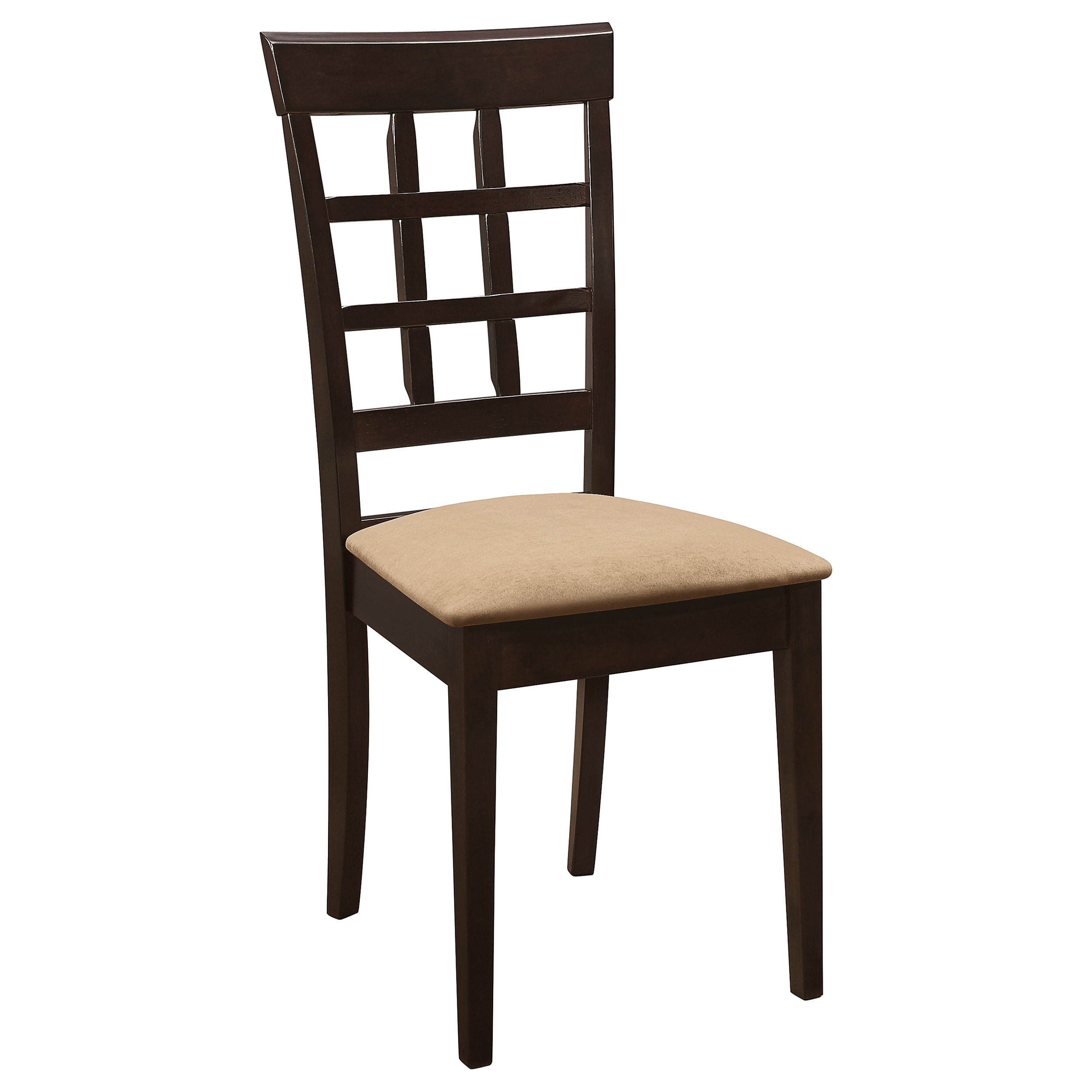 Coaster Gabriel Lattice Back Side Chairs Cappuccino and Tan (Set of 2) Default Title