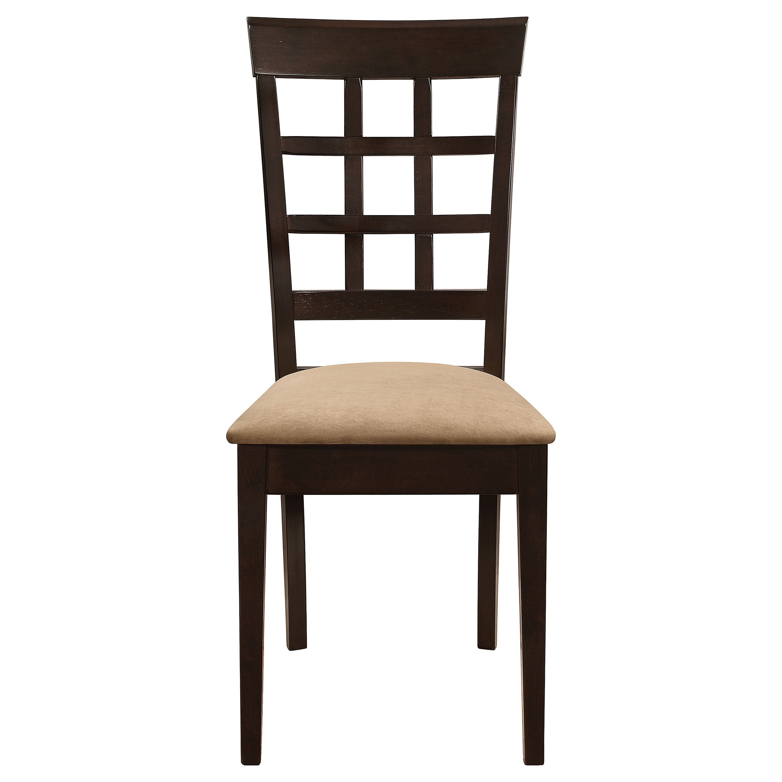 Coaster Gabriel Lattice Back Side Chairs Cappuccino and Tan (Set of 2) Default Title