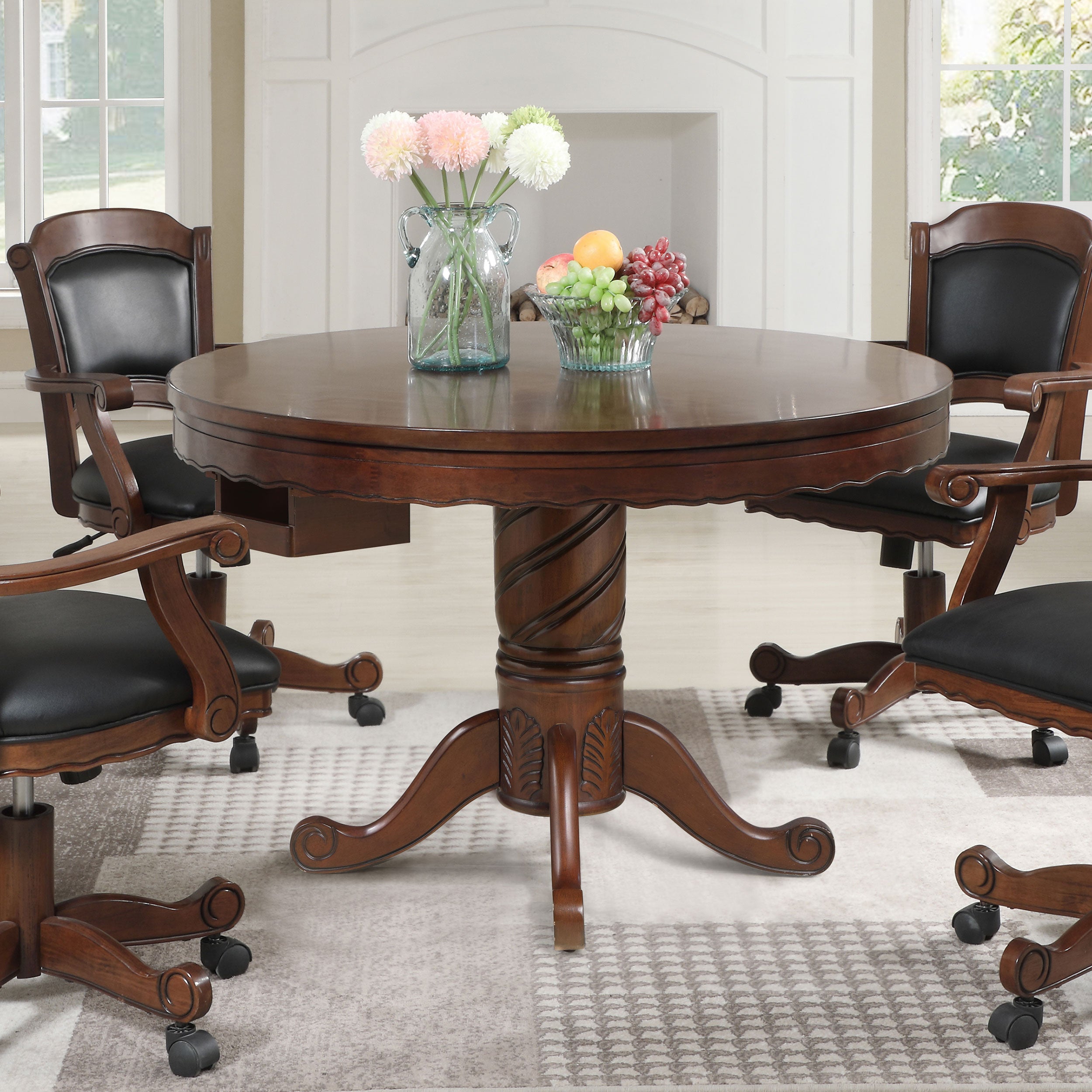 Coaster Turk 3-in-1 Round Pedestal Game Table Tobacco Default Title