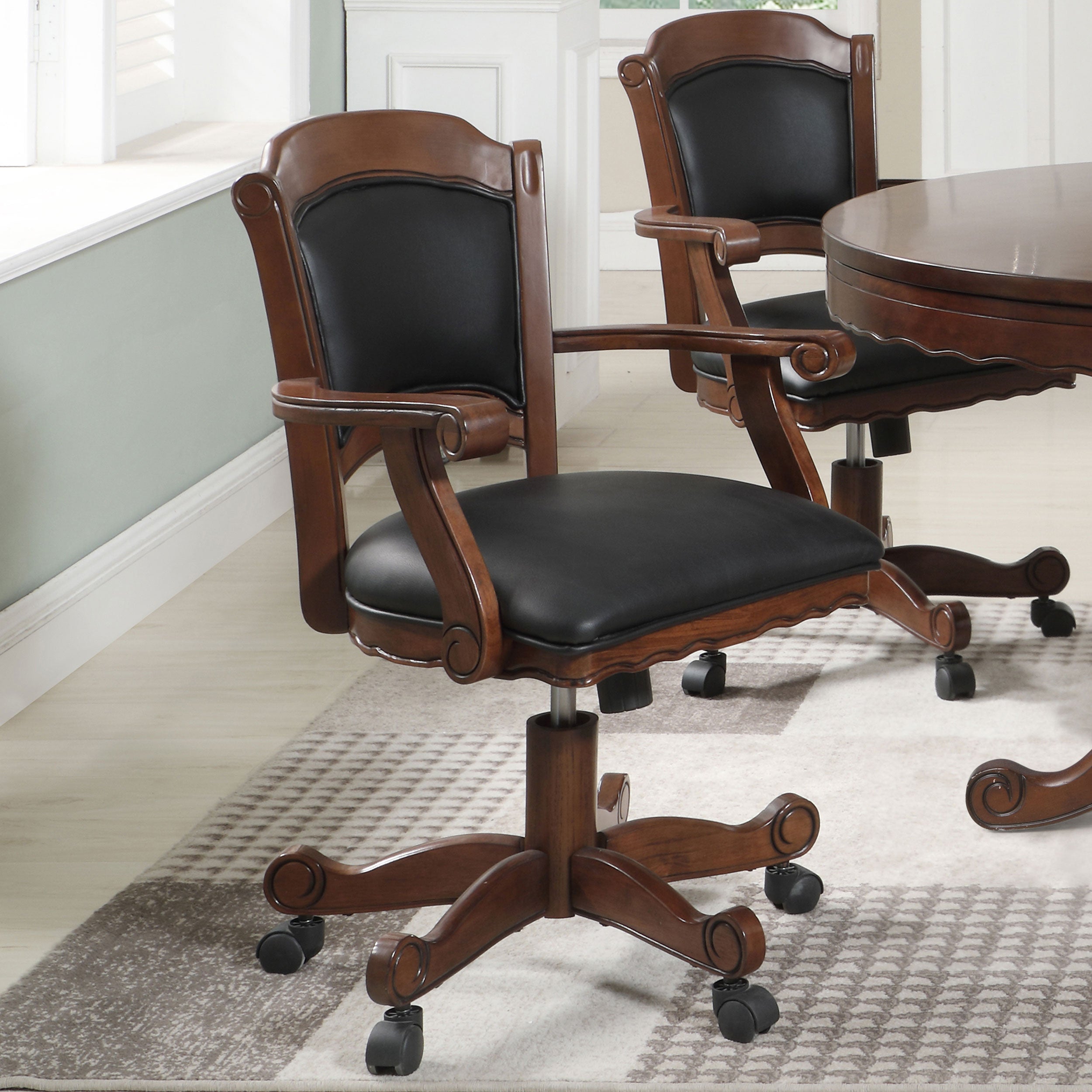 Coaster Turk Game Chair with Casters Black and Tobacco Default Title