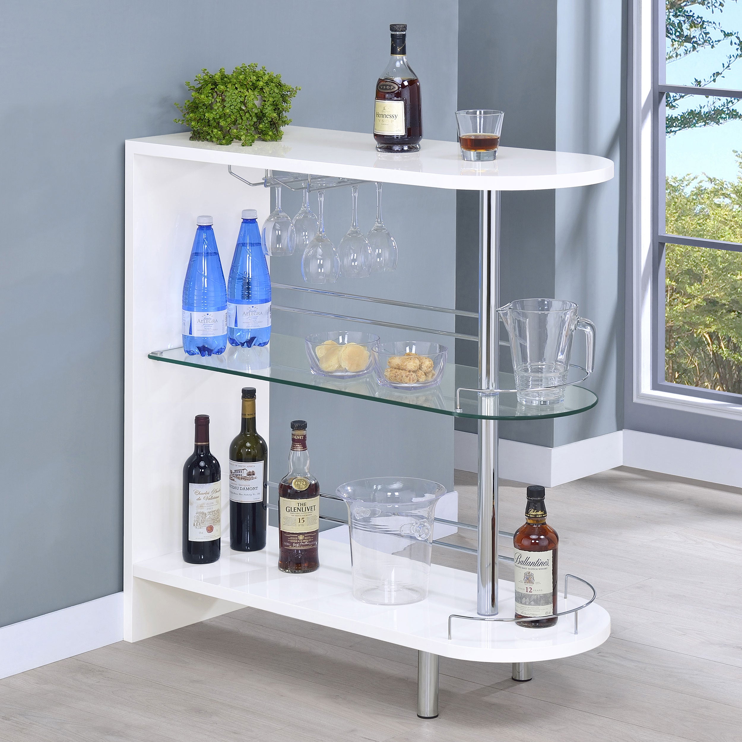 Coaster Adolfo 3-tier Bar Table Glossy Black and Clear Grey