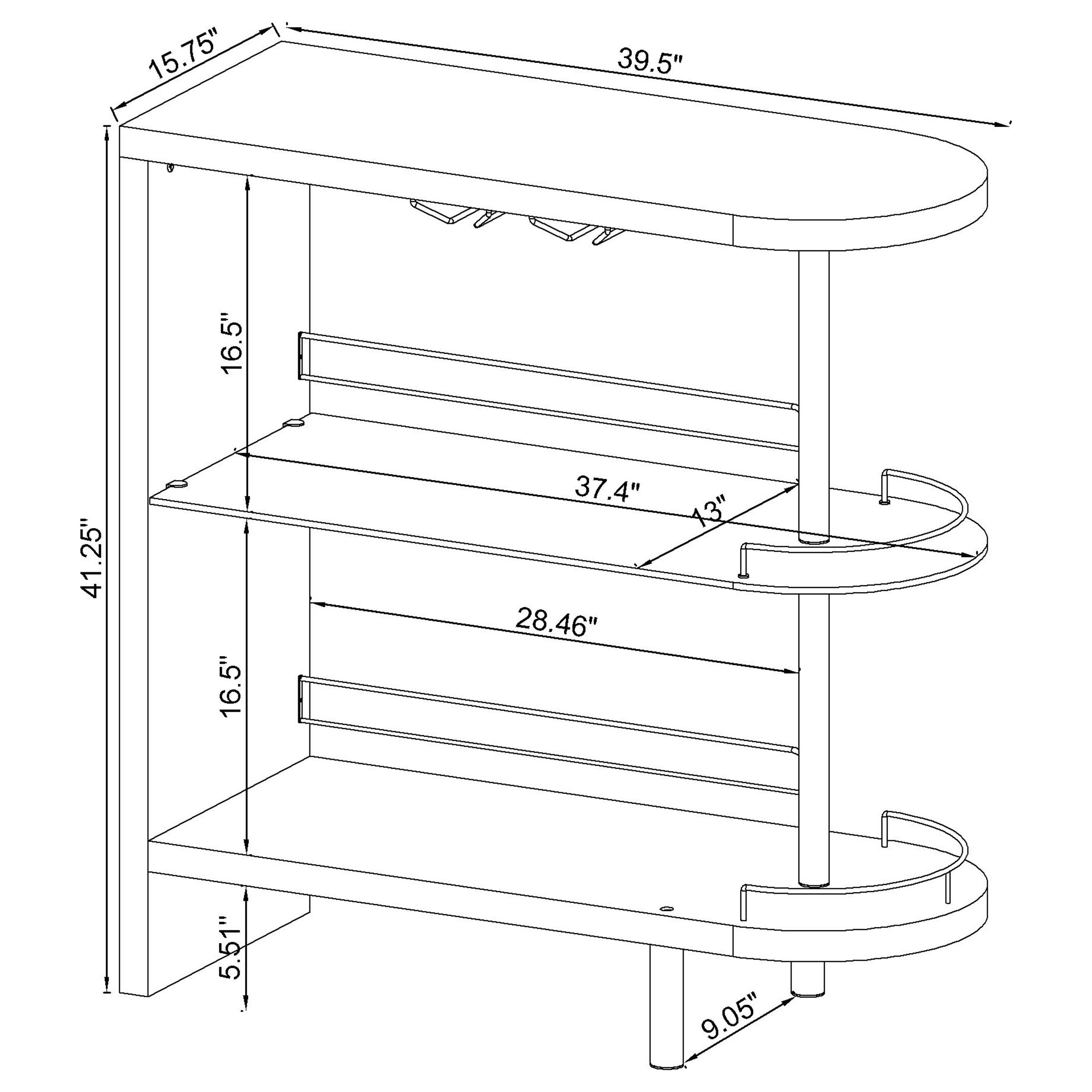 Coaster Adolfo 3-tier Bar Table Glossy Black and Clear Grey