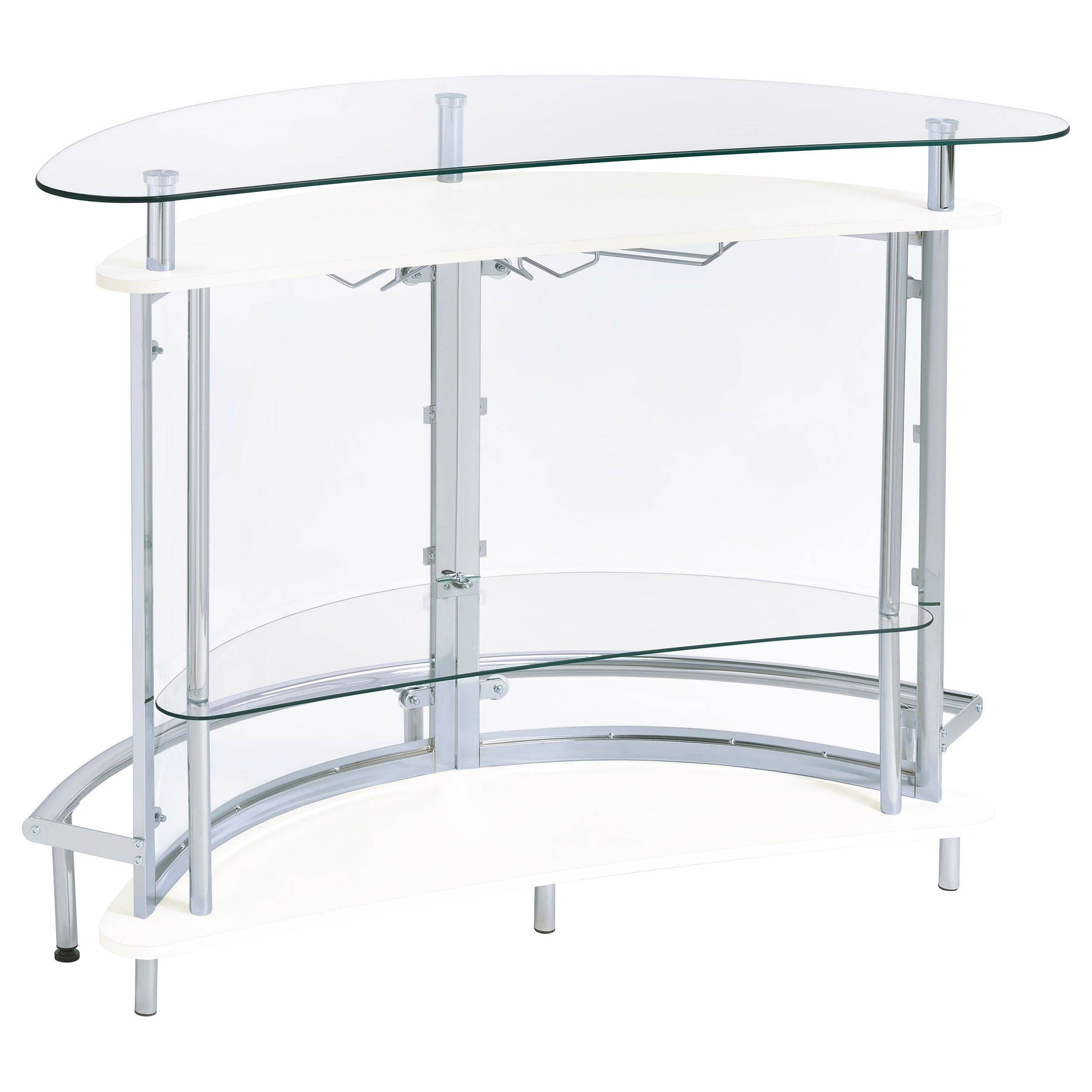 Coaster Amarillo 2-tier Bar Unit White and Chrome Black