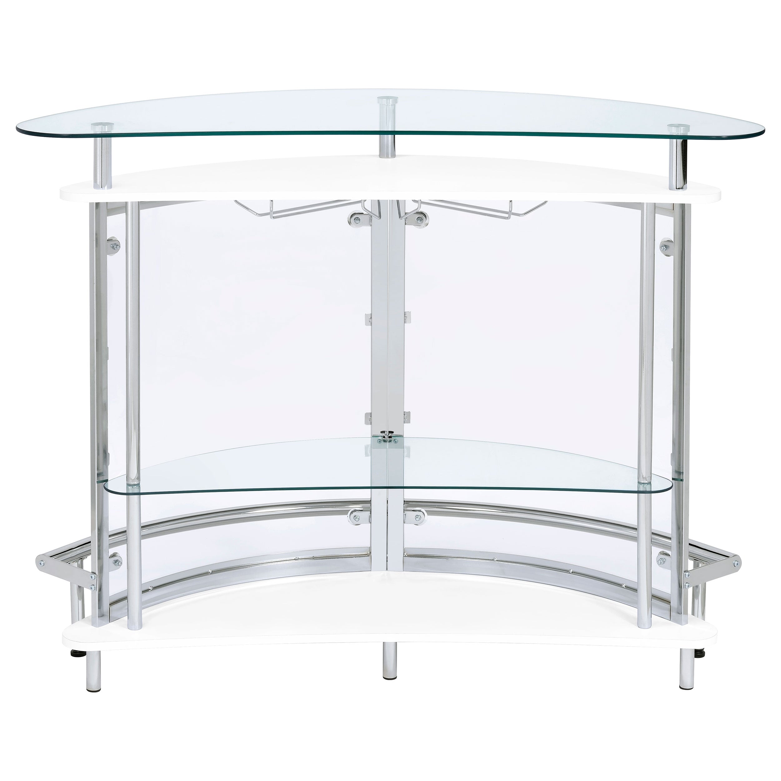 Coaster Amarillo 2-tier Bar Unit White and Chrome Black