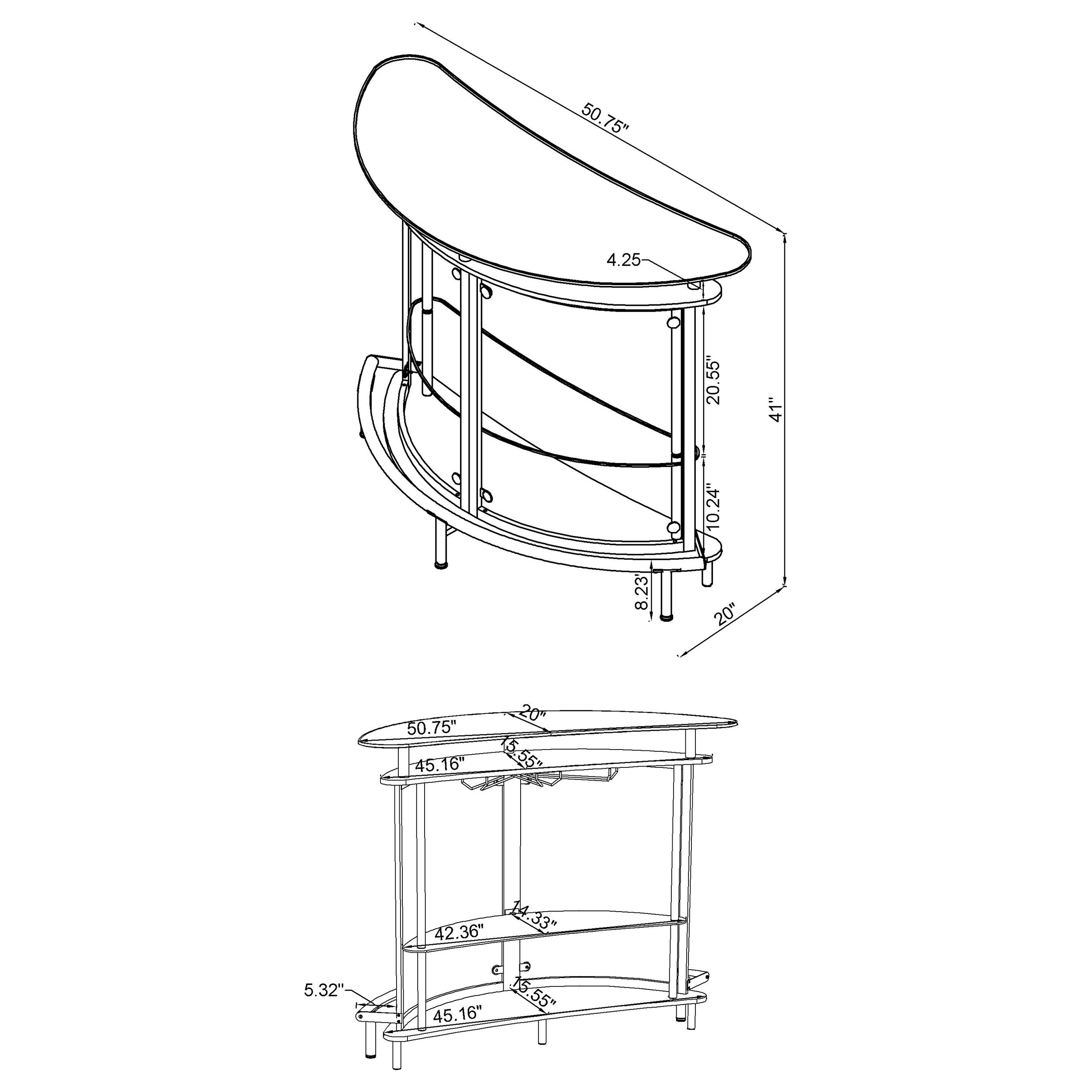 Coaster Amarillo 2-tier Bar Unit White and Chrome Black