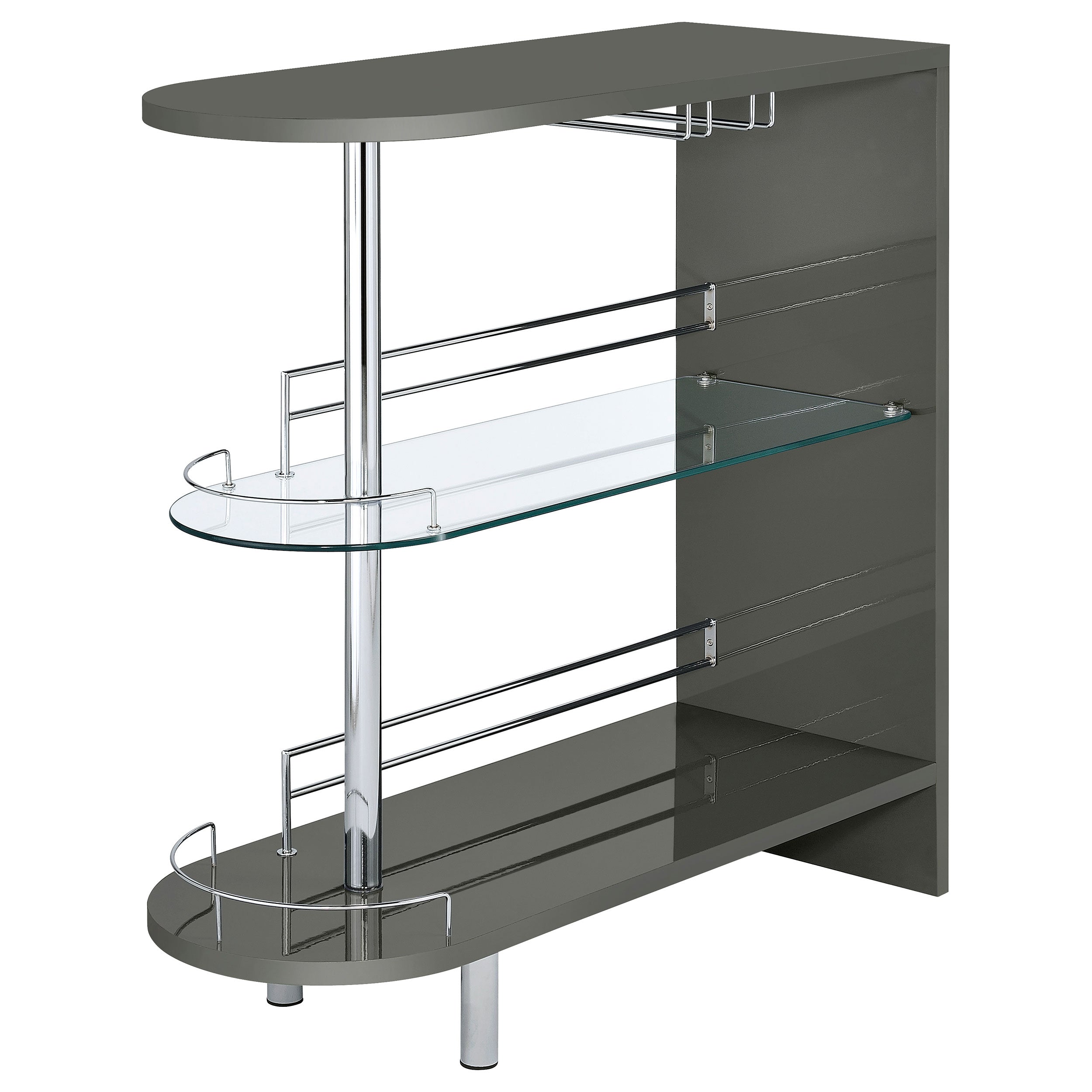 Coaster Adolfo 3-tier Bar Table Glossy Black and Clear Grey