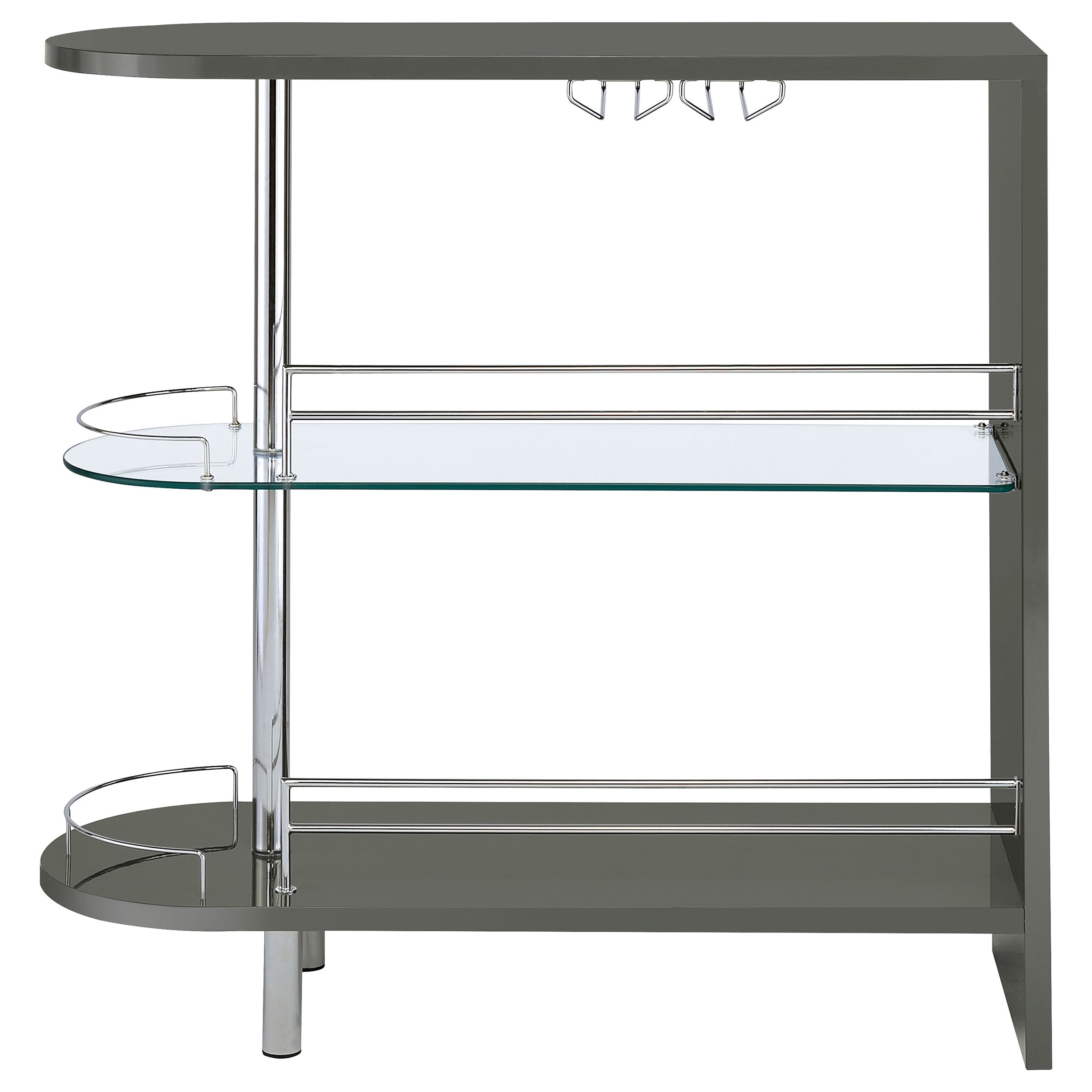 Coaster Adolfo 3-tier Bar Table Glossy Black and Clear Grey