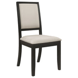 Coaster Louise Upholstered Dining Side Chairs Black and Cream (Set of 2) Default Title