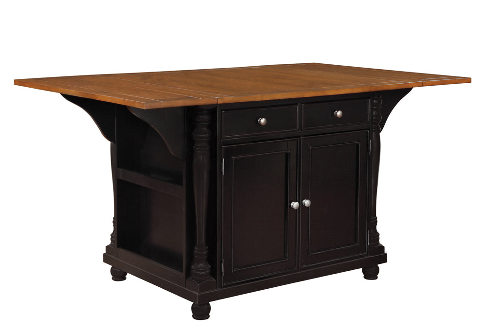 Coaster Slater 2-drawer Kitchen Island with Drop Leaves Brown and Black Black