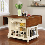 Coaster Slater 2-drawer Kitchen Island with Drop Leaves Brown and Black Beige