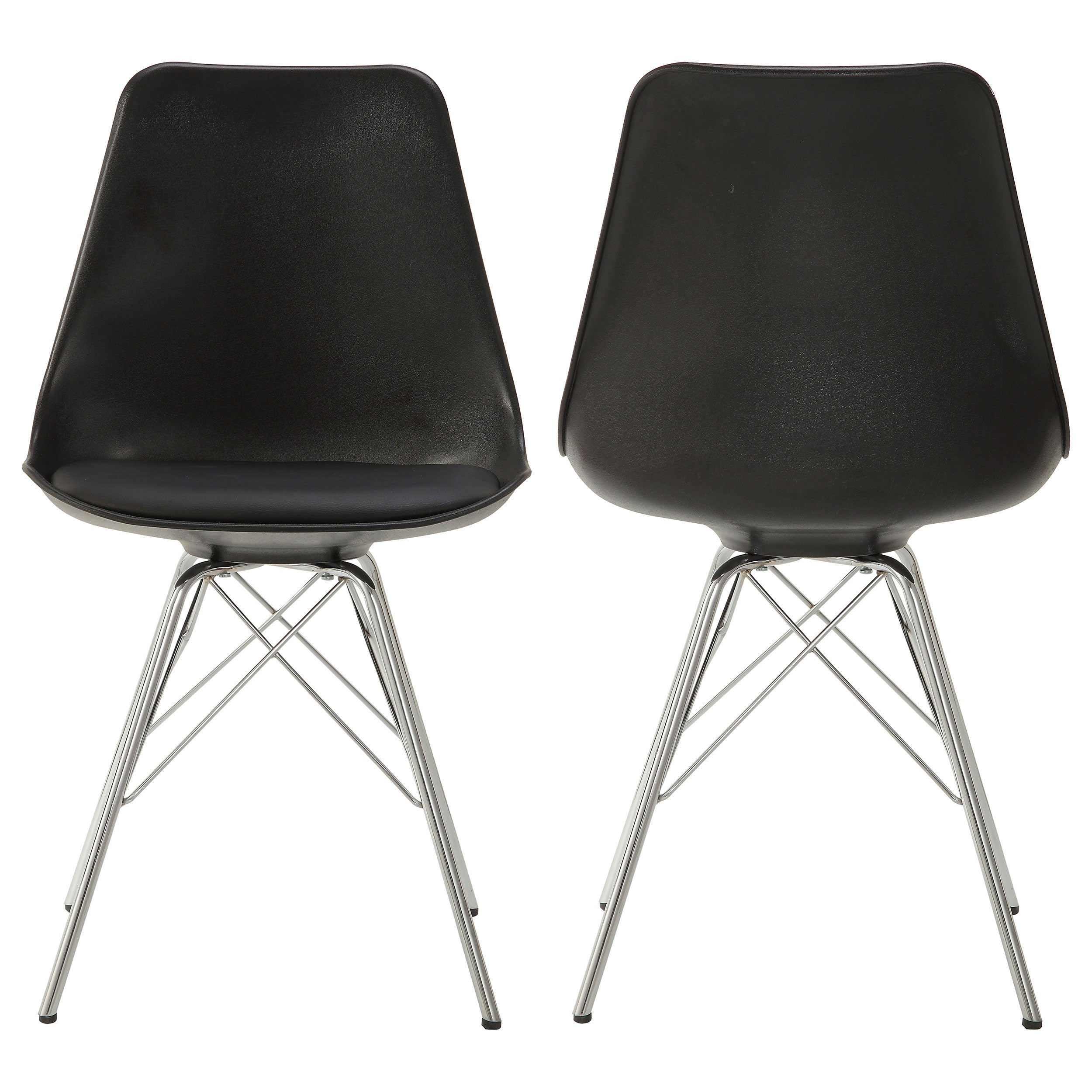 Coaster Juniper Armless Dining Chairs Black and Chrome (Set of 2) Default Title