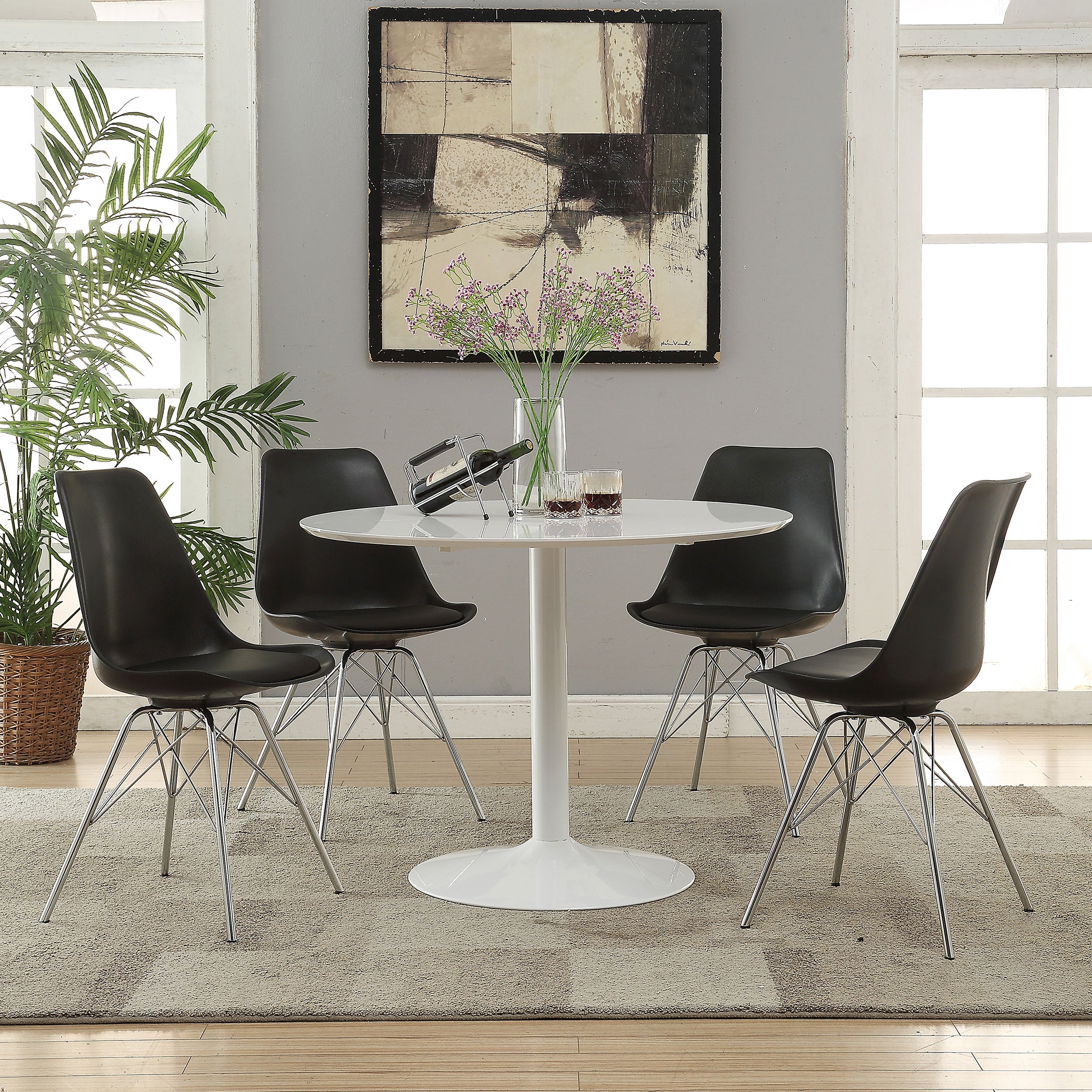 Coaster Juniper Armless Dining Chairs Black and Chrome (Set of 2) Default Title