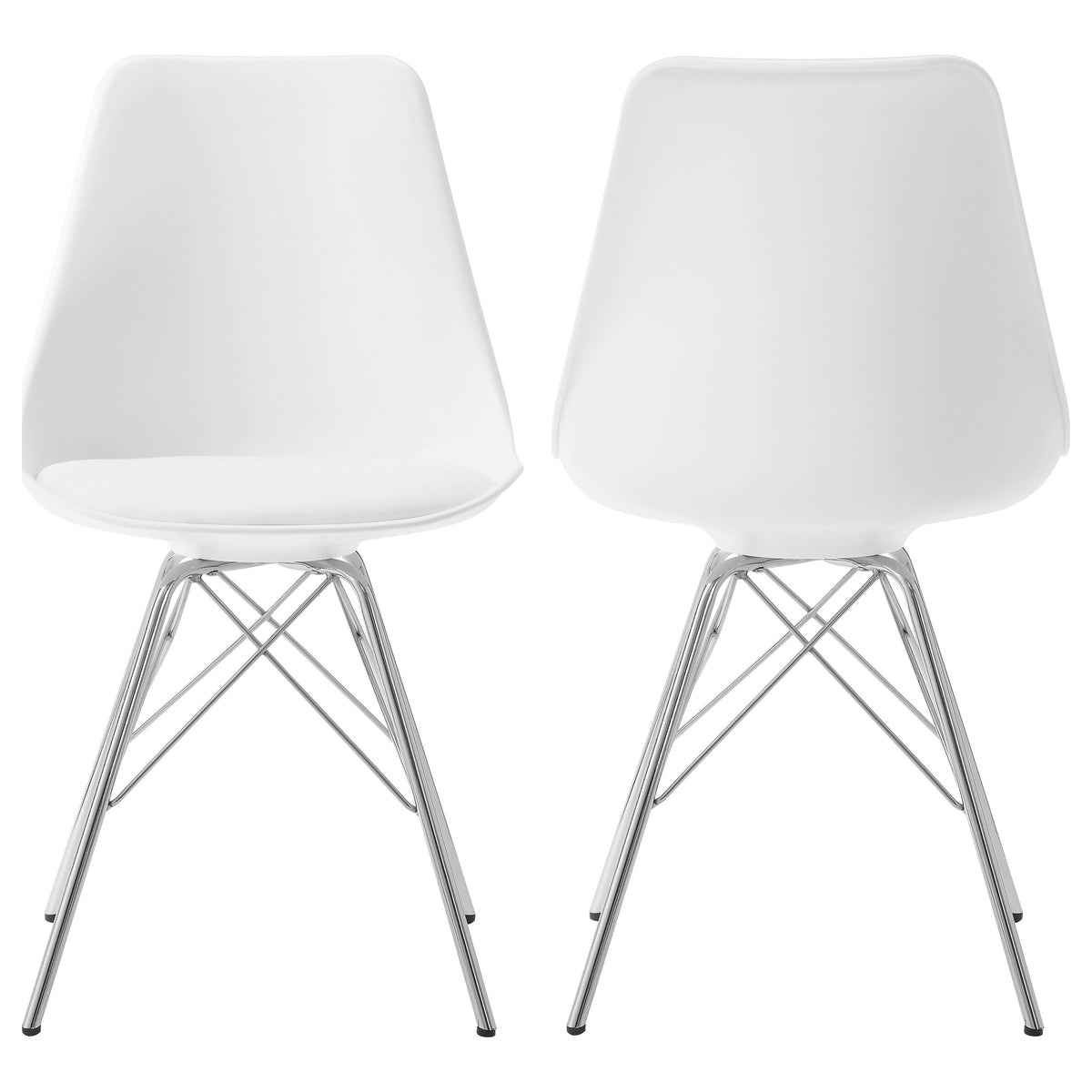 Coaster Juniper Armless Dining Chairs White and Chrome (Set of 2) Default Title