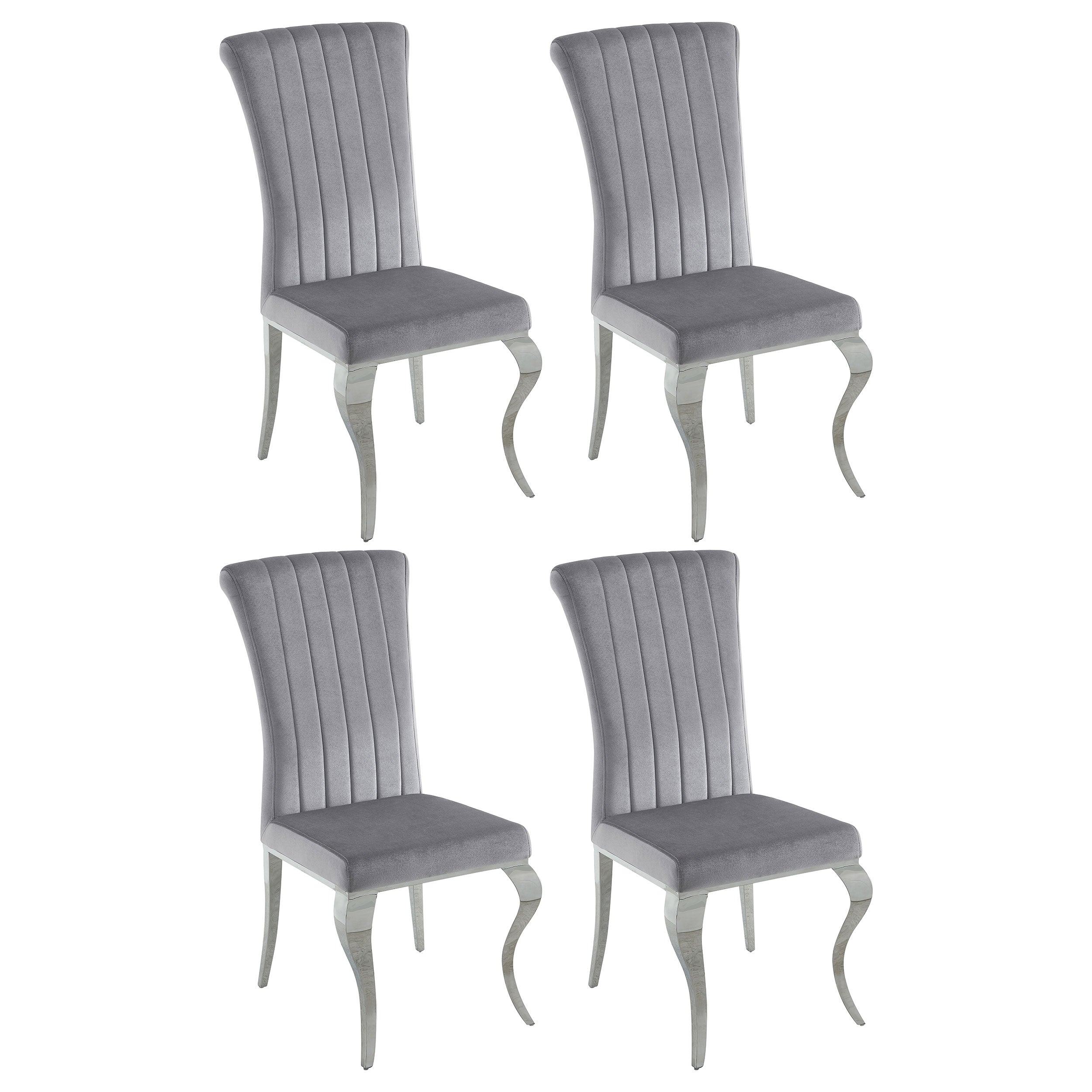 Coaster Betty Upholstered Side Chairs Grey and Chrome (Set of 4) Default Title