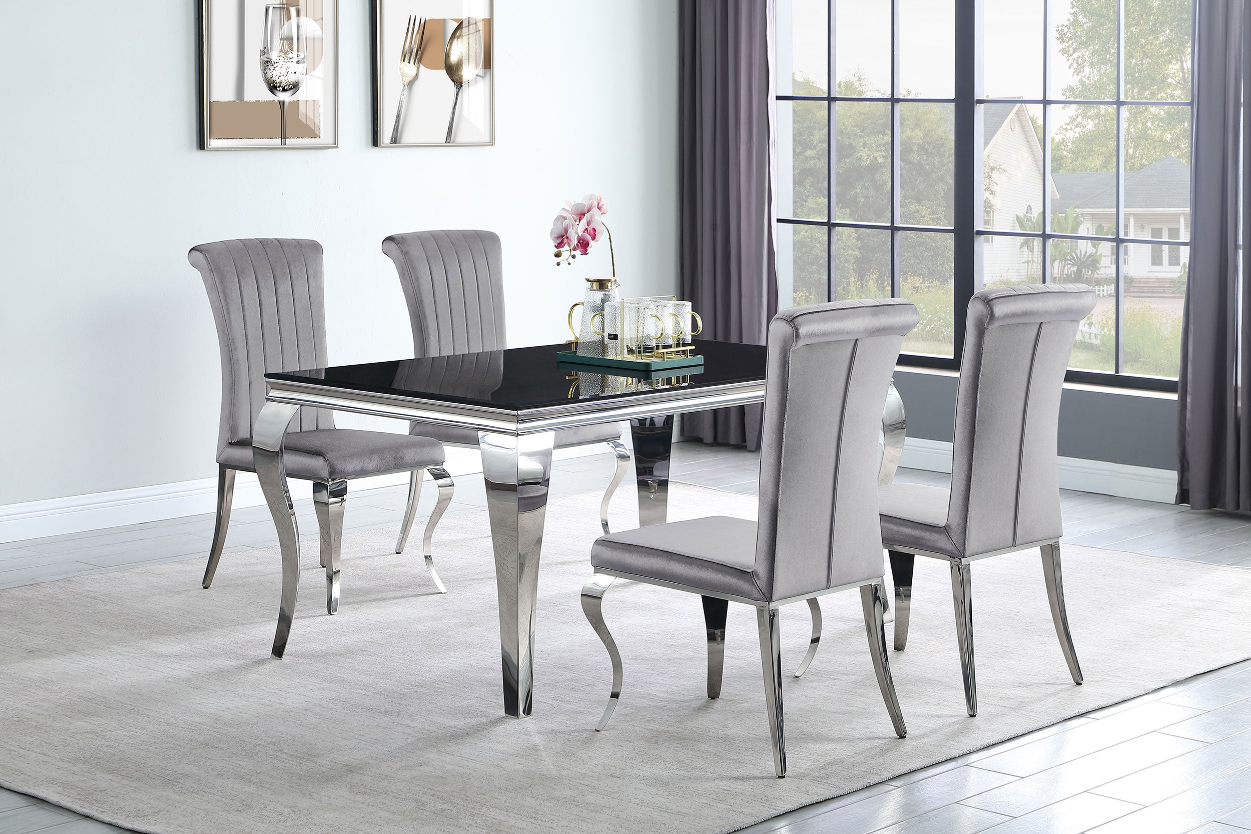 Coaster Betty Upholstered Side Chairs Grey and Chrome (Set of 4) Default Title