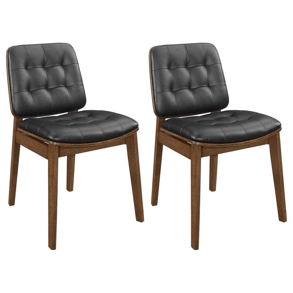 Coaster Redbridge Tufted Back Side Chairs Natural Walnut and Black (Set of 2) Default Title