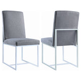 Coaster Mackinnon Upholstered Side Chairs Grey and Chrome (Set of 2) Default Title