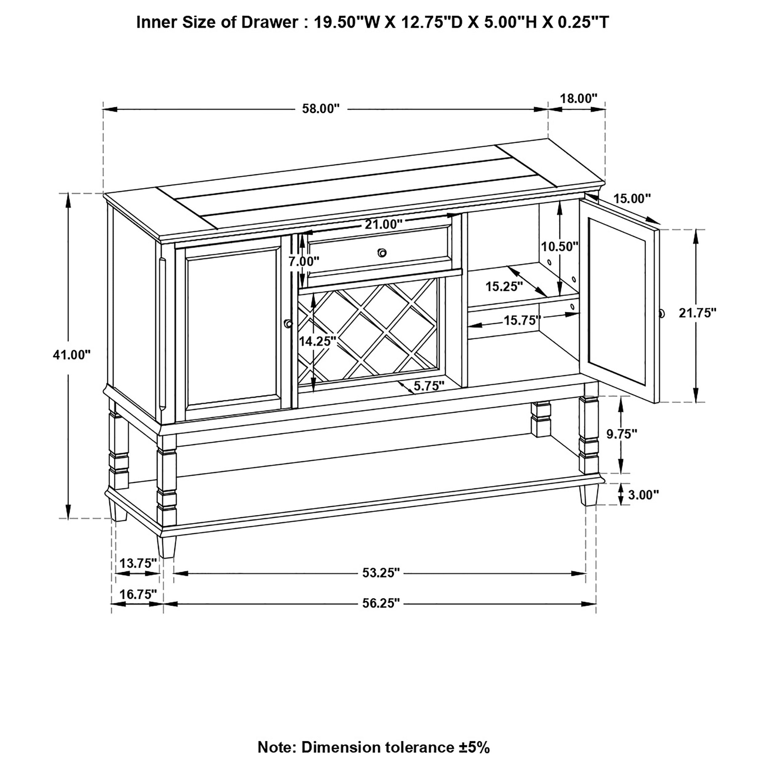 Coaster Parkins Server with Lower Shelf Rustic Espresso Default Title