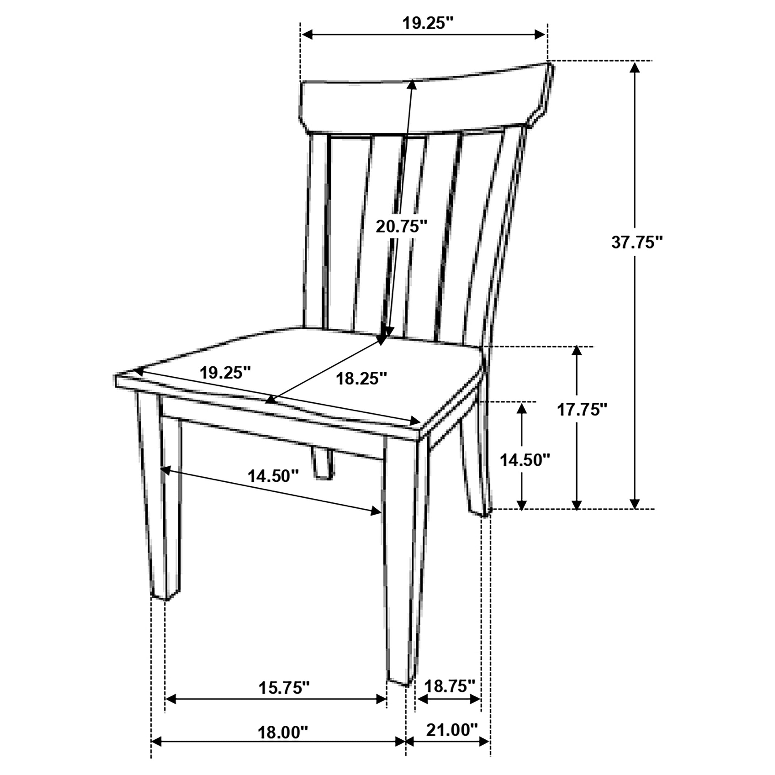 Coaster Reynolds Slat Back Dining Side Chair Brown Oak (Set of 2) Default Title