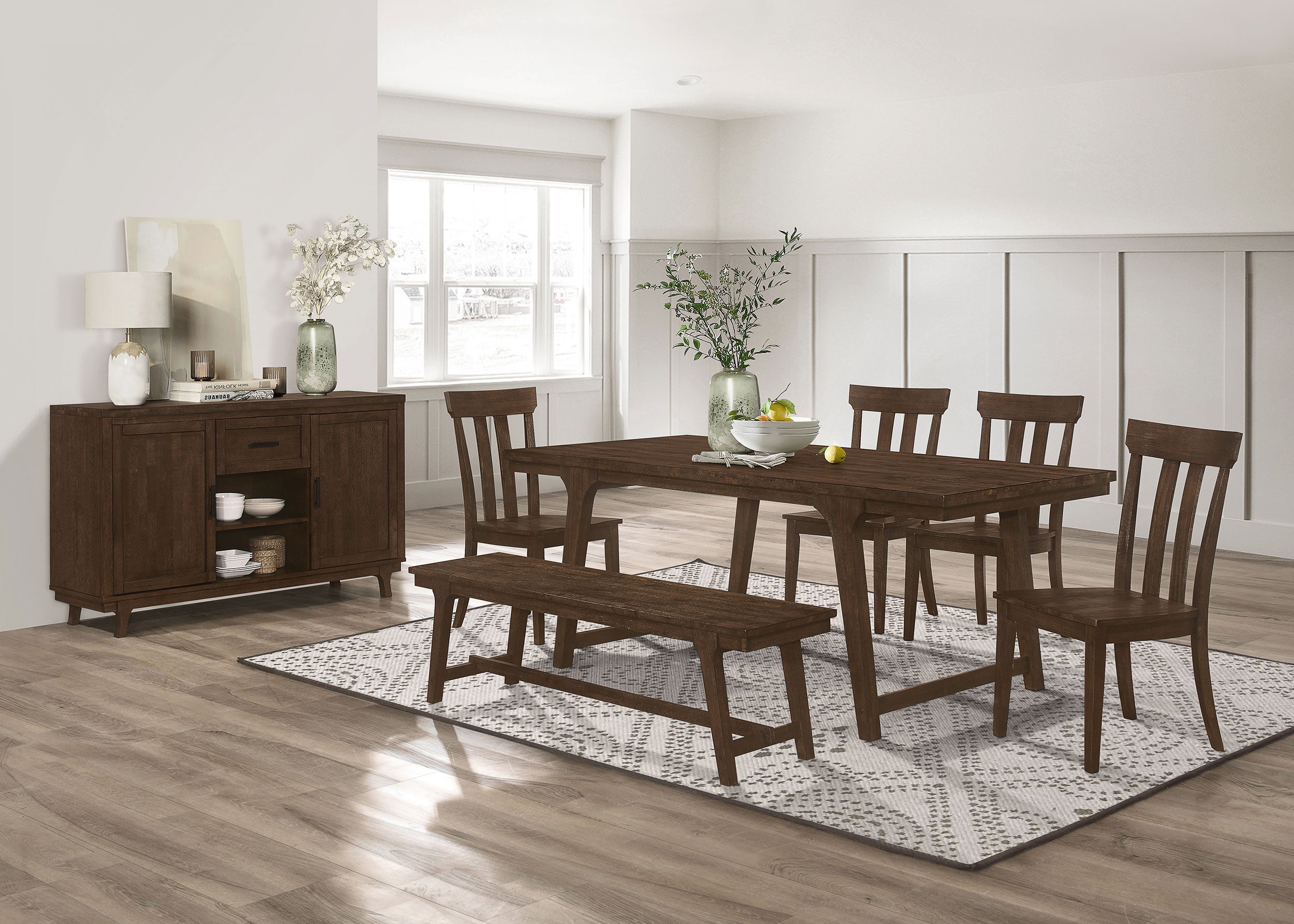 Coaster Reynolds Slat Back Dining Side Chair Brown Oak (Set of 2) Default Title