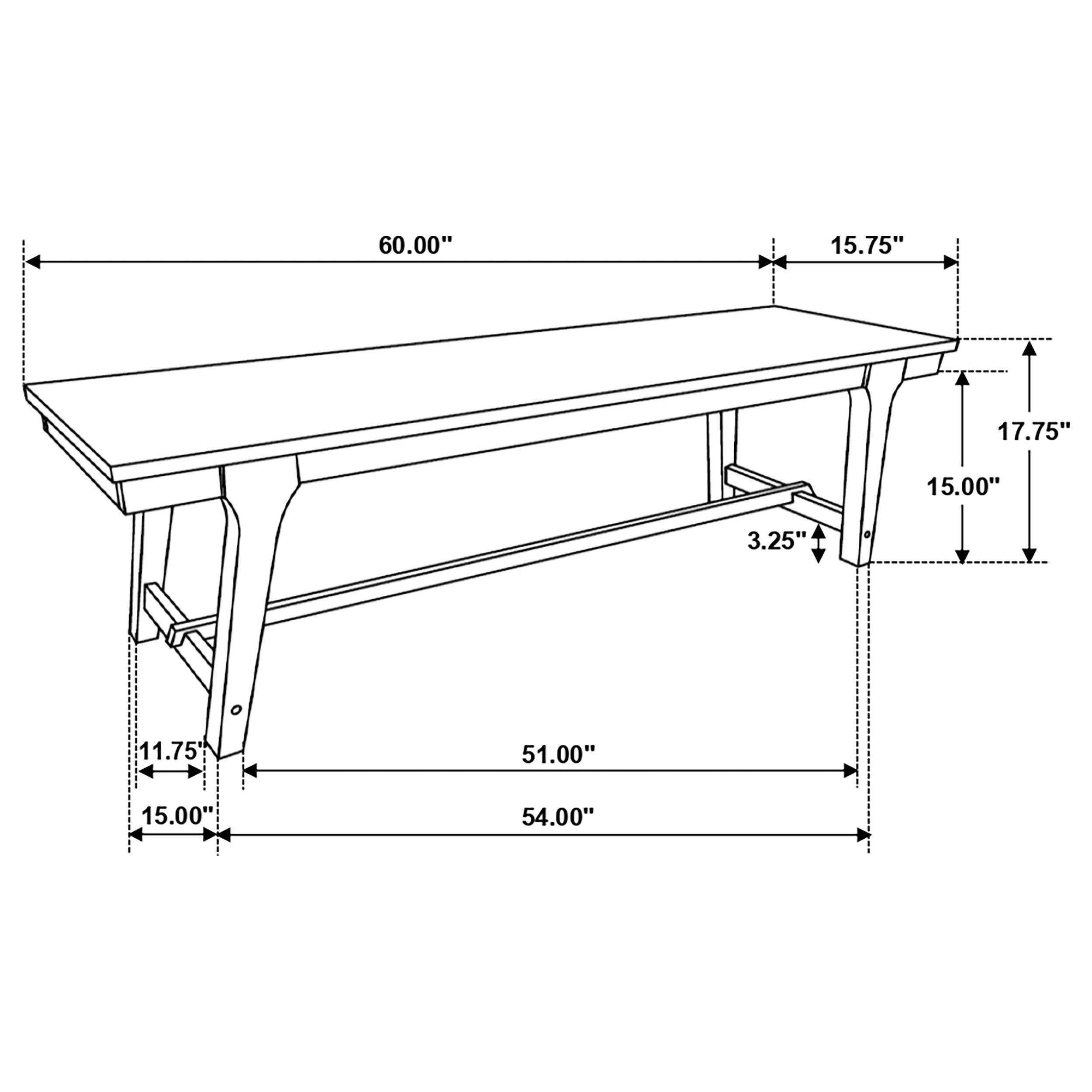 Coaster Reynolds Rectangular Trestle Base Dining Bench Brown Oak Default Title