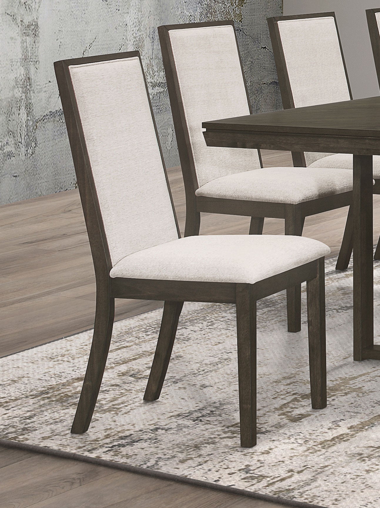 Coaster Kelly Upholstered Solid Back Dining Side Chair Beige and Dark Grey (Set of 2) Default Title