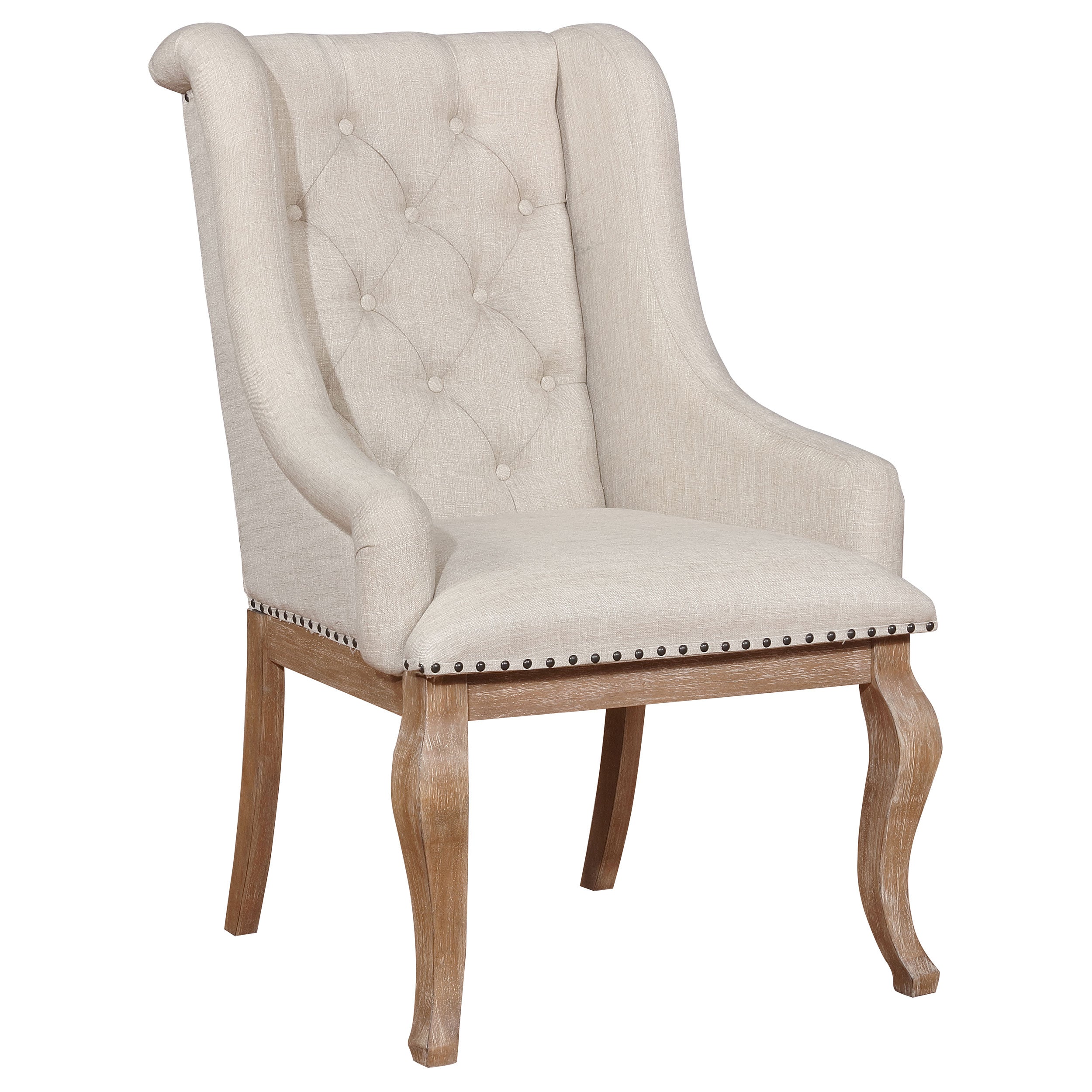 Coaster Brockway Tufted Arm Chairs Cream and Barley Brown (Set of 2) Default Title