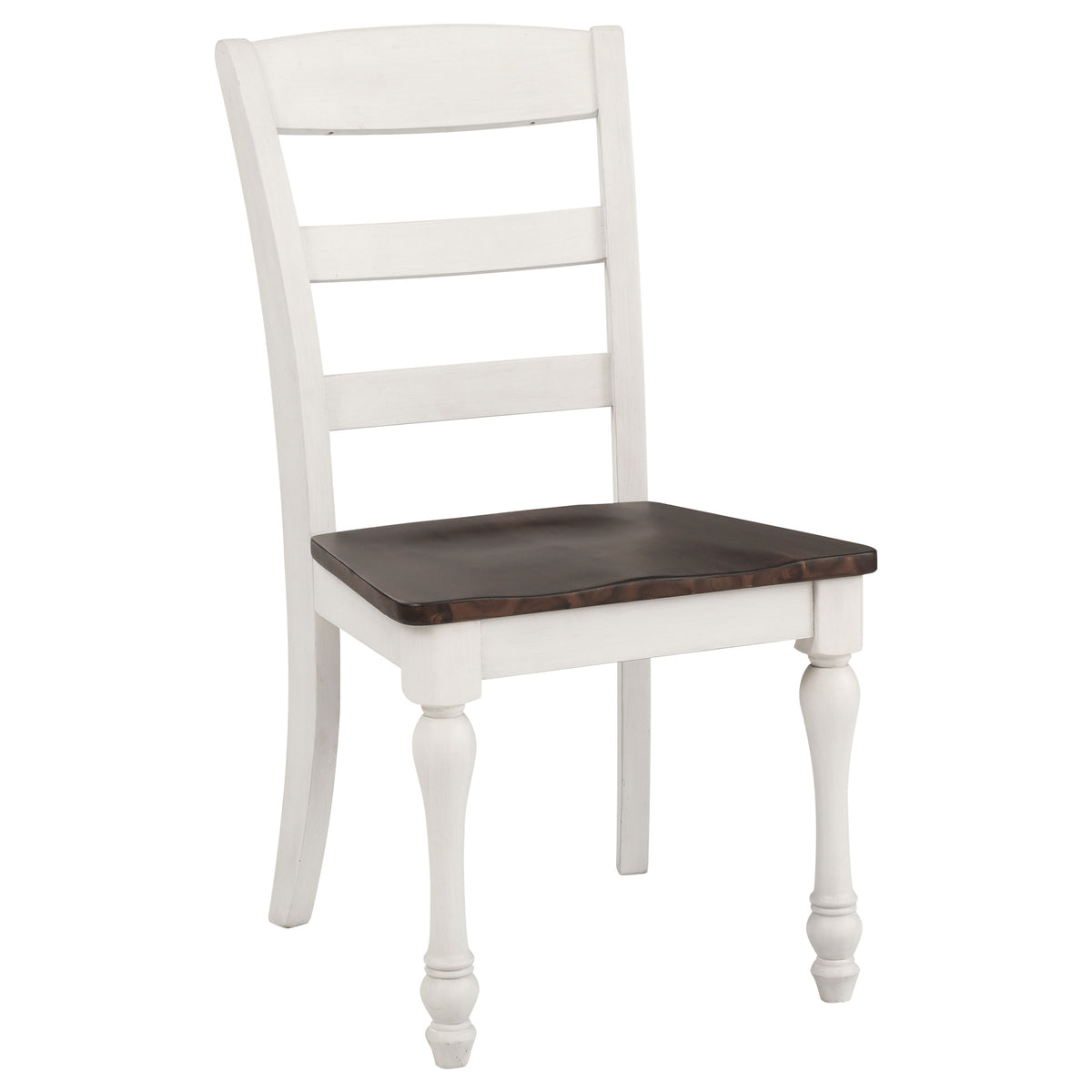 Coaster Madelyn Ladder Back Side Chairs Dark Cocoa and Coastal White (Set of 2) Default Title