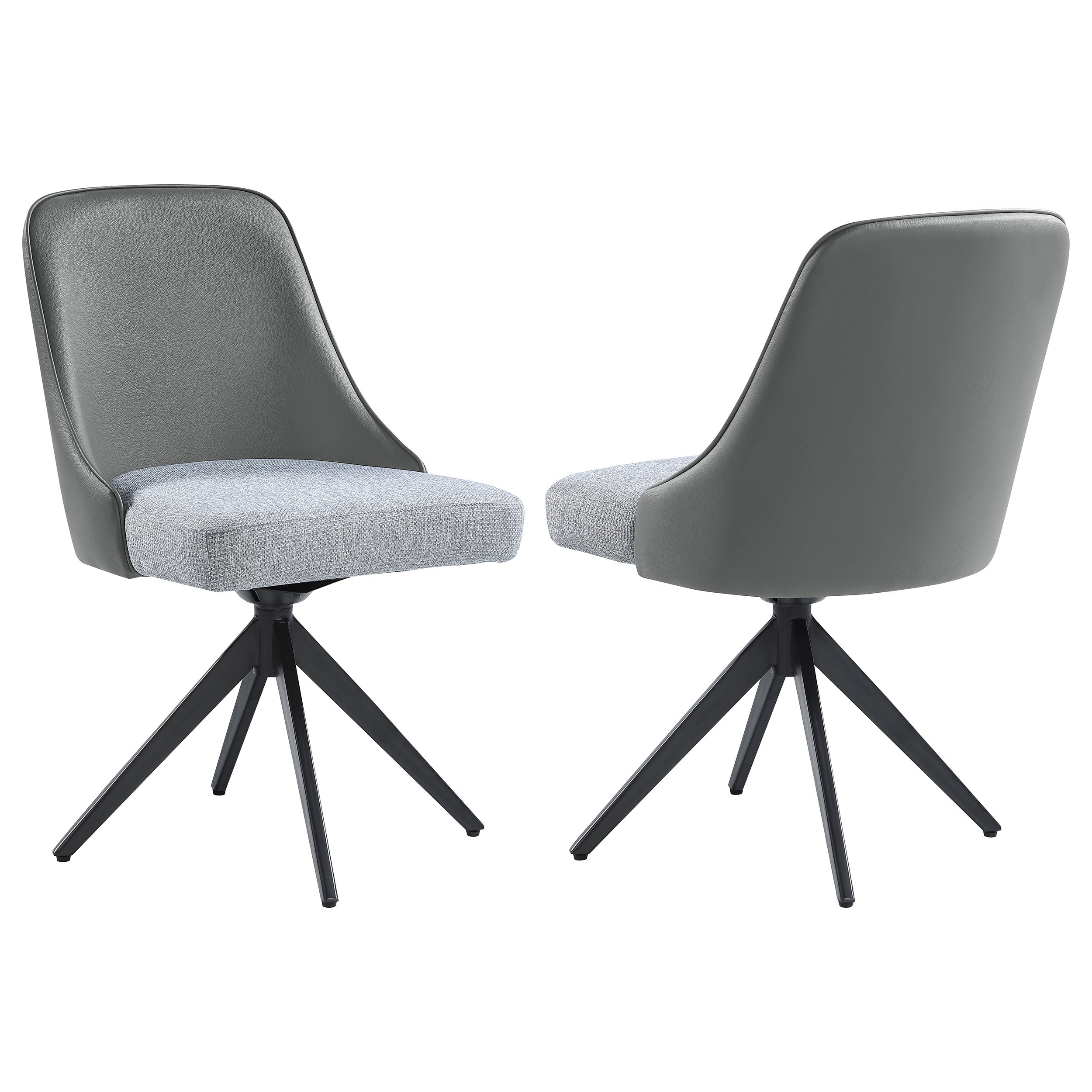 Coaster Paulita Upholstered Swivel Side Chairs (Set of 2) Grey and Gunmetal Default Title