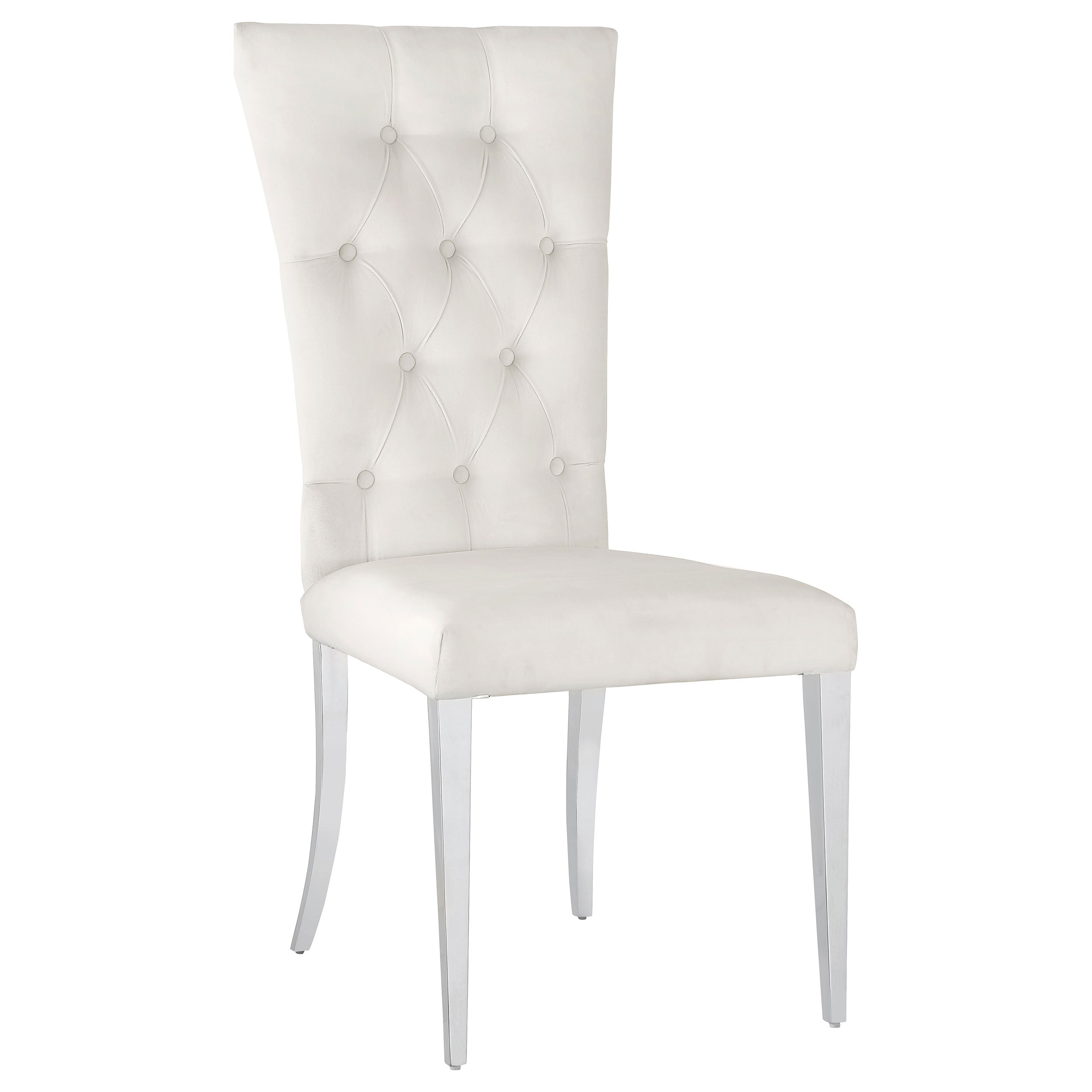 Coaster Kerwin Tufted Upholstered Side Chair (Set of 2) White and Chrome Grey