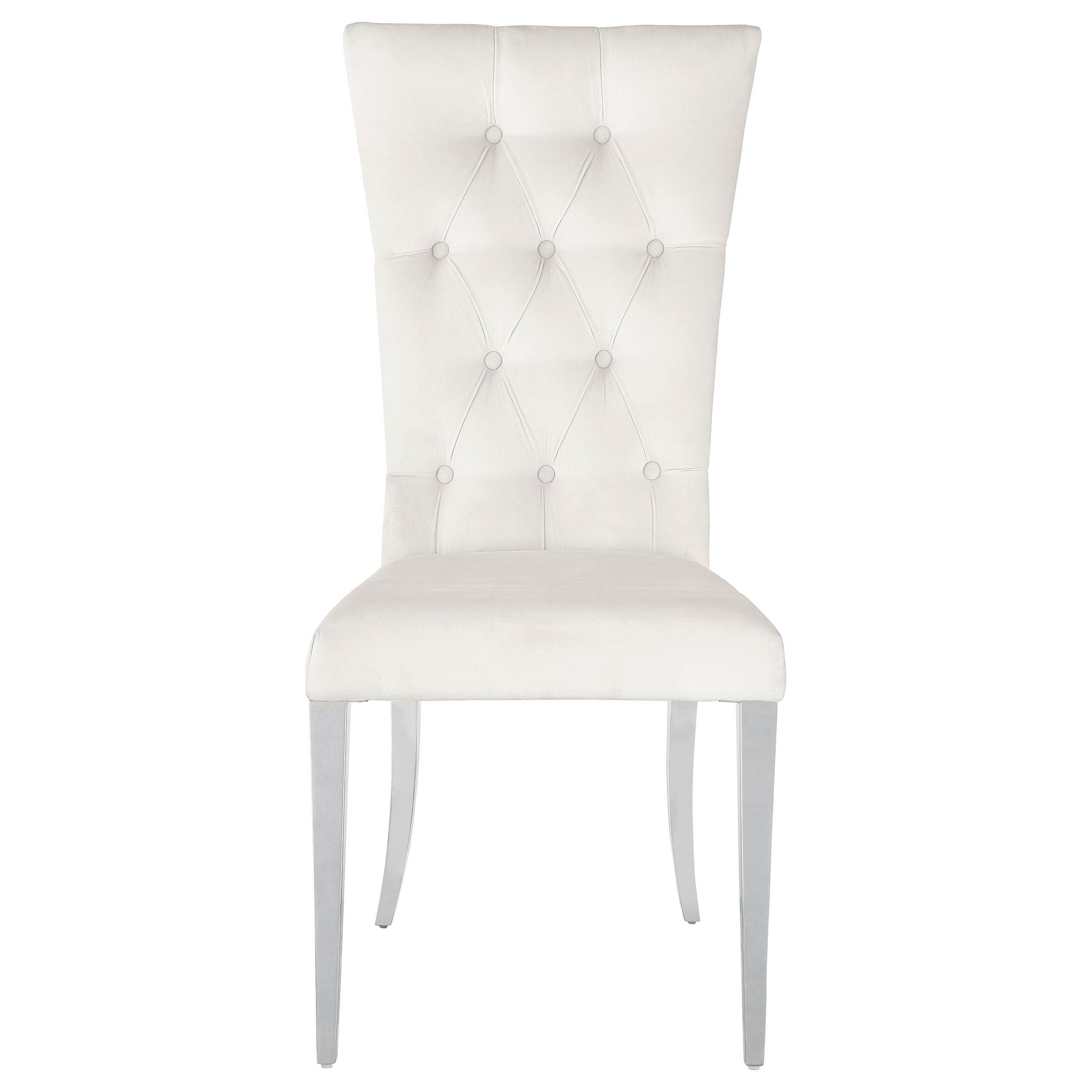 Coaster Kerwin Tufted Upholstered Side Chair (Set of 2) White and Chrome Grey