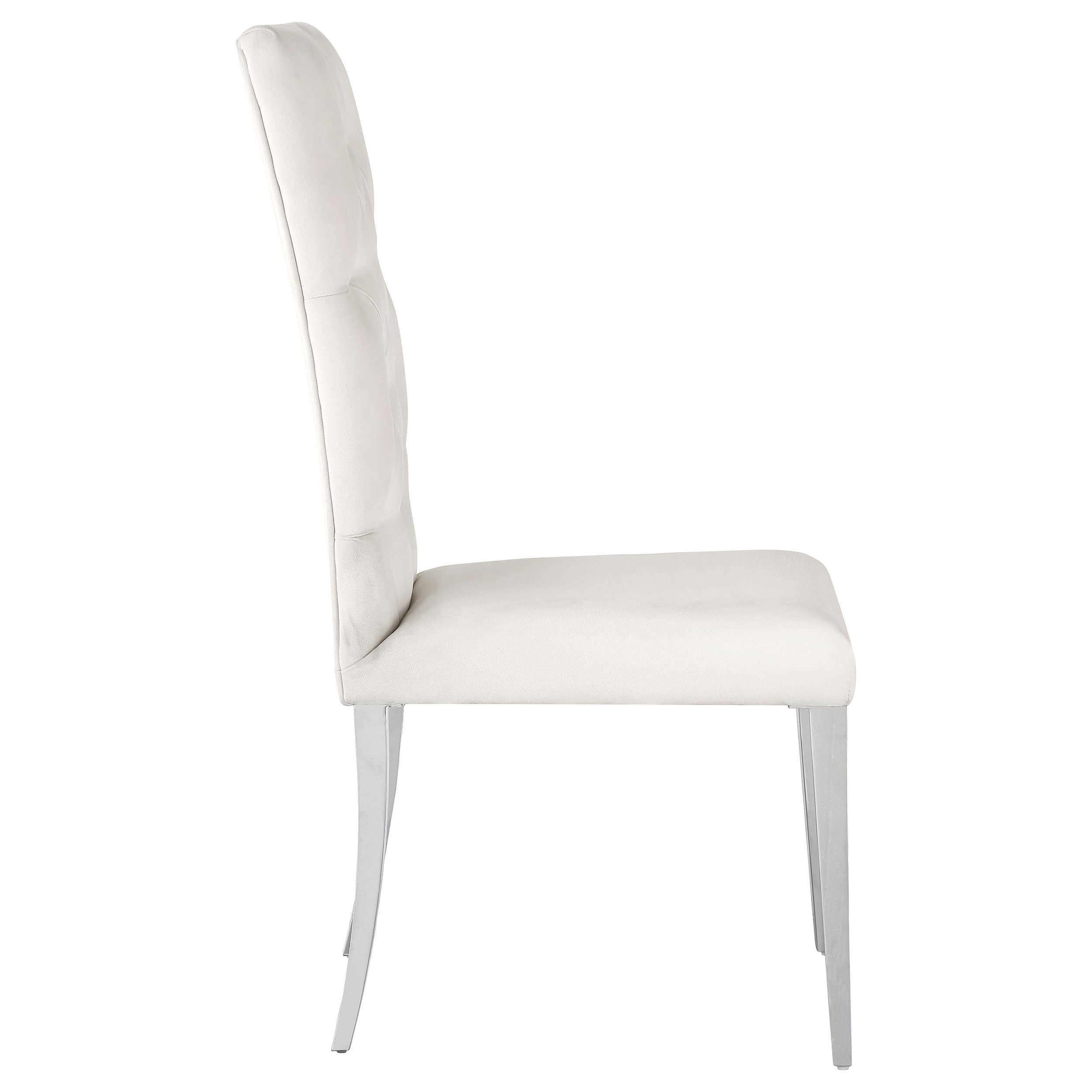 Coaster Kerwin Tufted Upholstered Side Chair (Set of 2) White and Chrome Grey