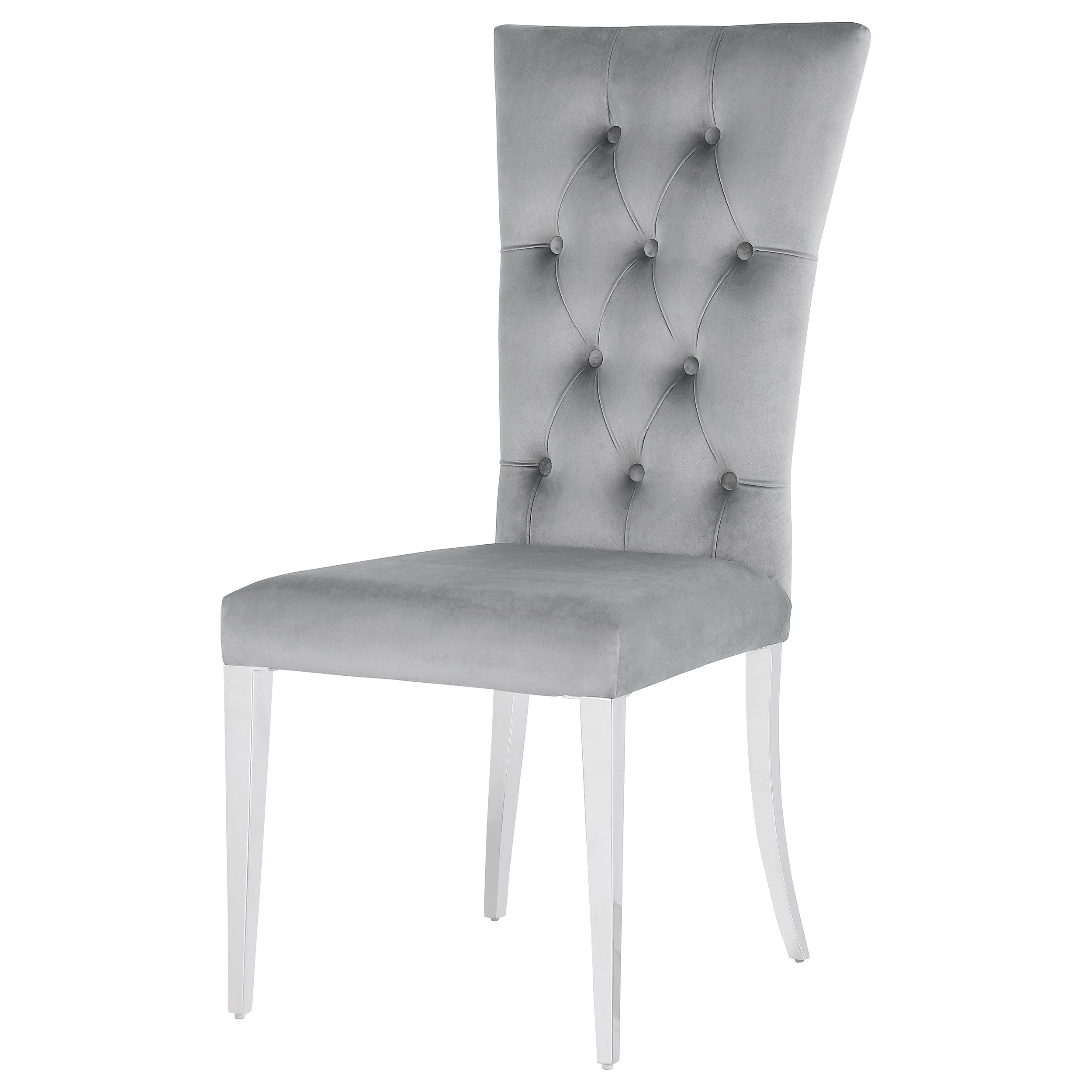 Coaster Kerwin Tufted Upholstered Side Chair (Set of 2) White and Chrome Grey