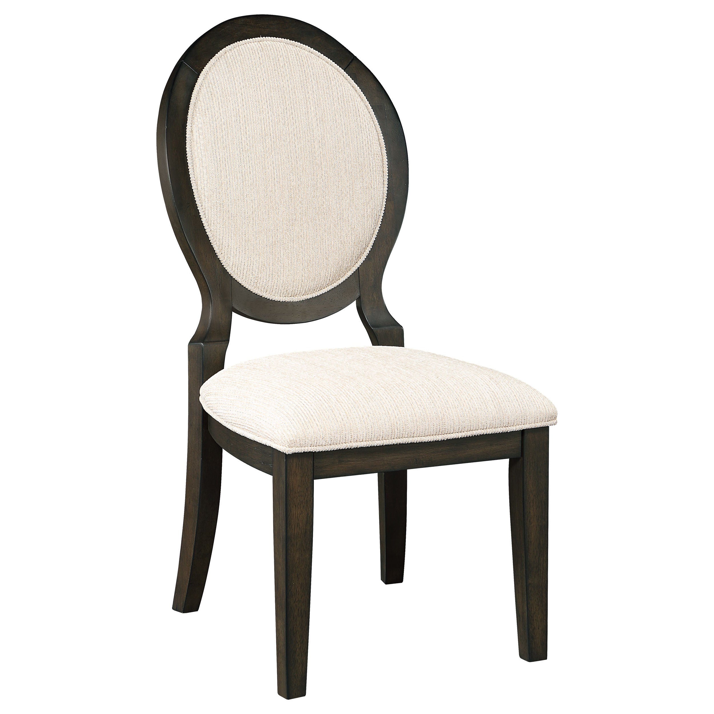 Coaster Twyla Upholstered Oval Back Dining Side Chairs Cream and Dark Cocoa (Set of 2) Default Title