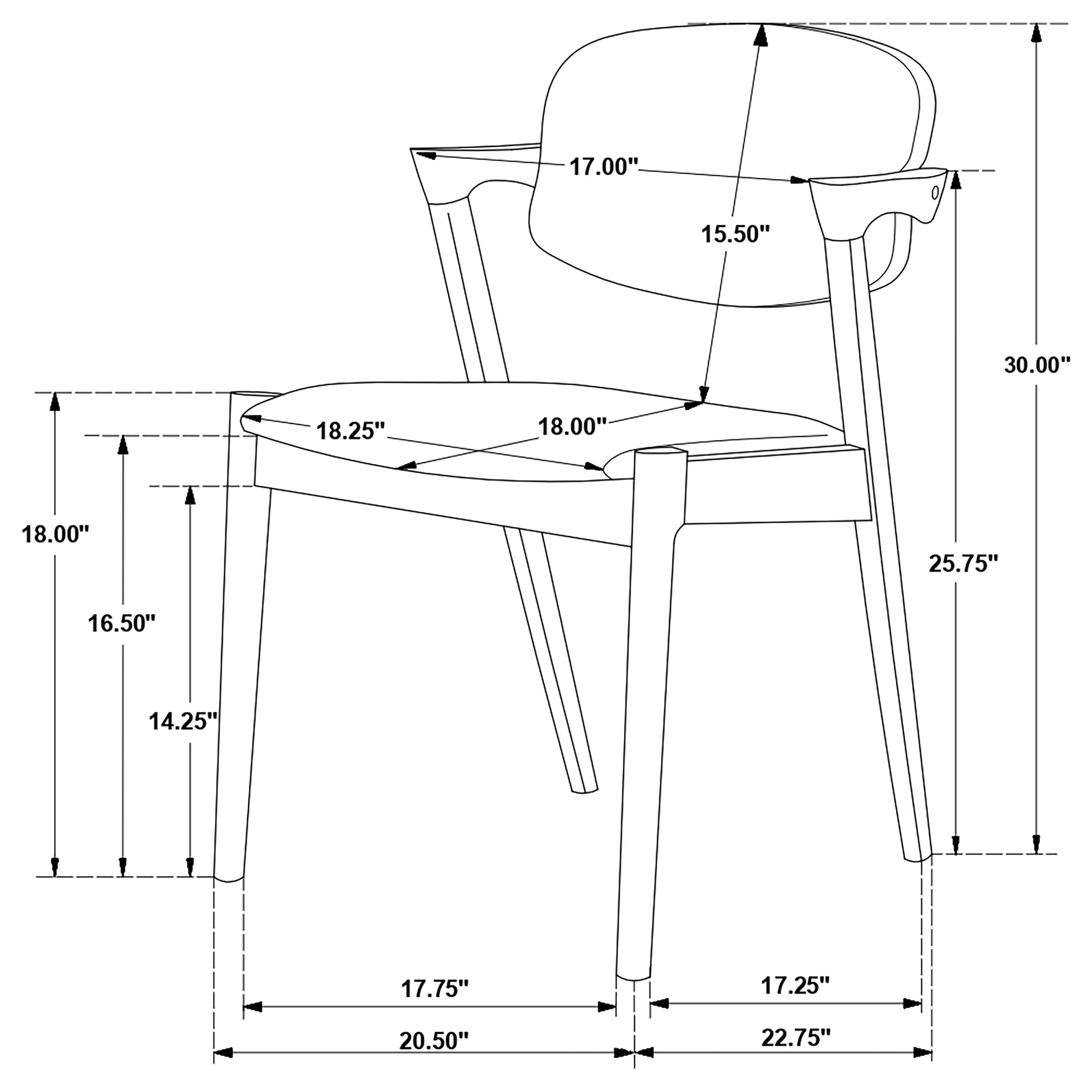 Coaster Stevie Upholstered Demi Arm Dining Side Chairs Brown Grey and Black (Set of 2) Default Title