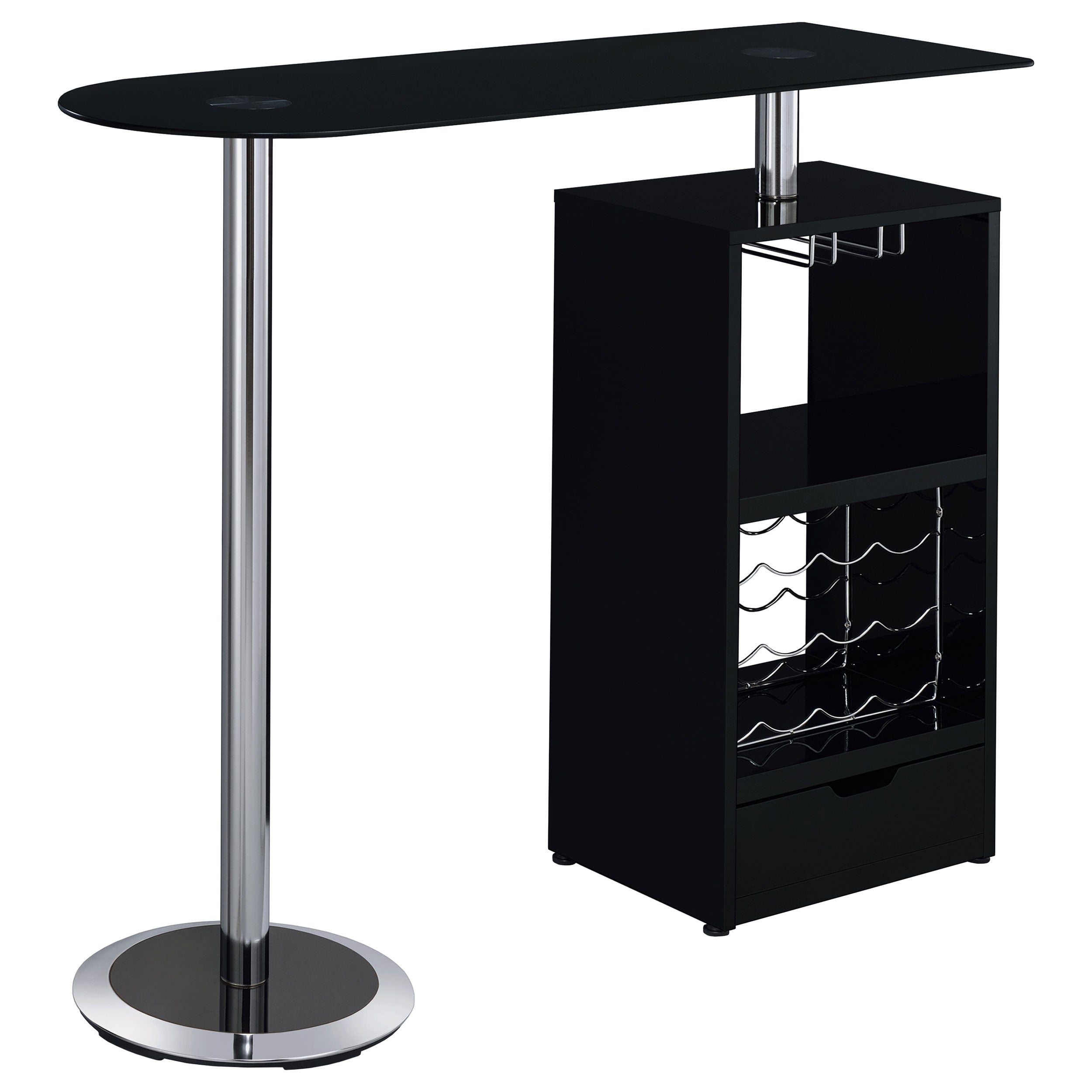 Coaster Ferguson 3-tier Bar Unit Black Nickel and Black Oak Glossy Black