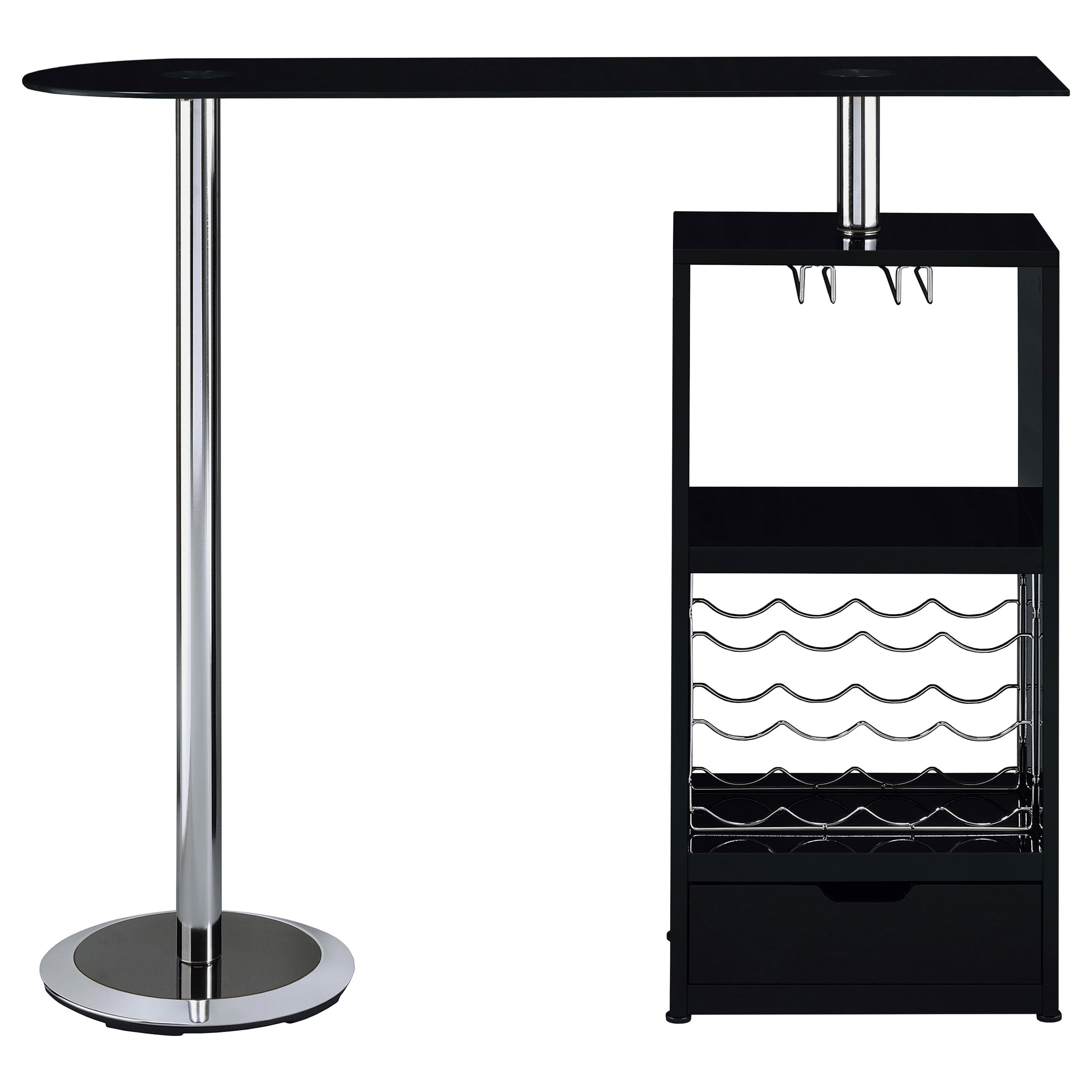 Coaster Ferguson 3-tier Bar Unit Black Nickel and Black Oak Glossy Black