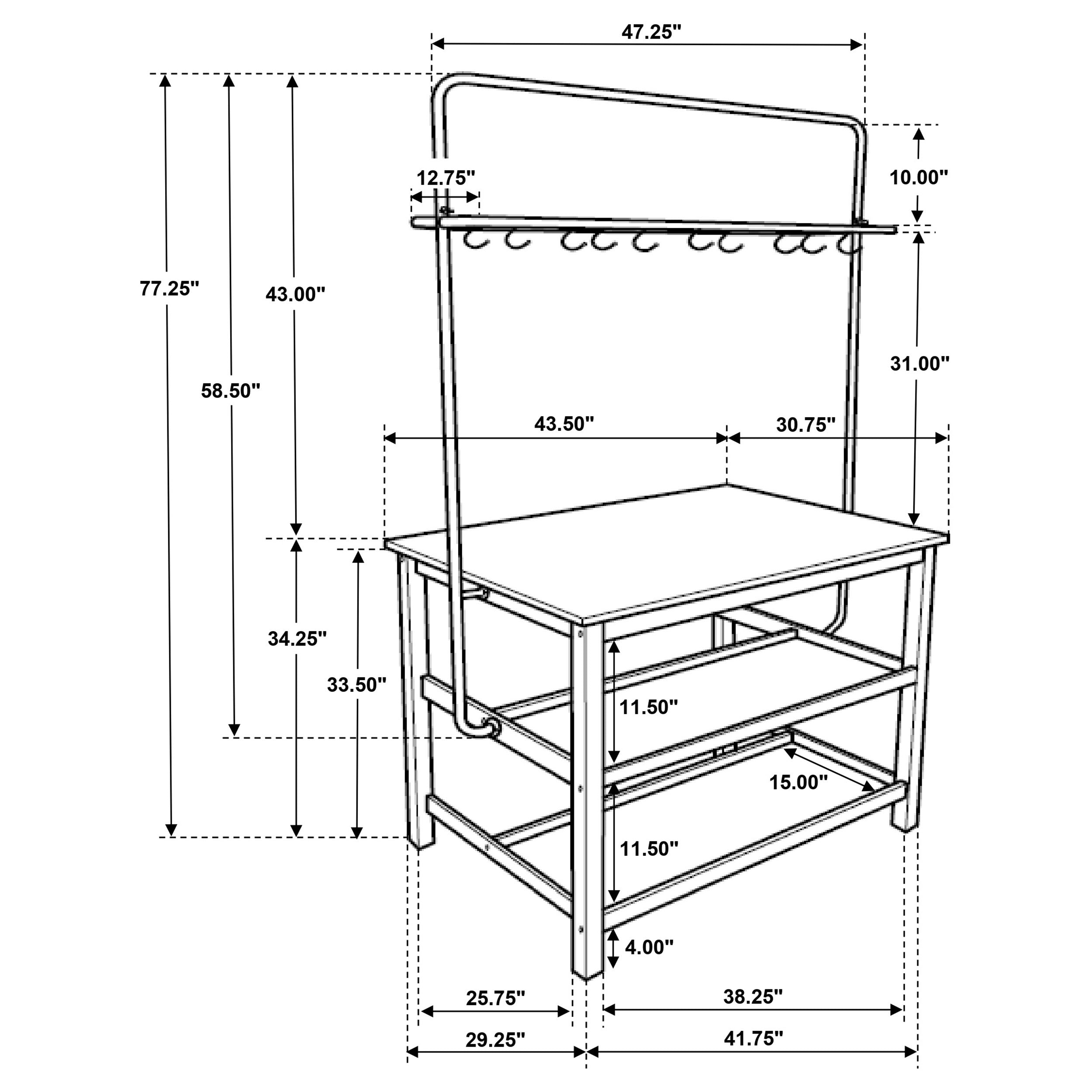 Coaster Hollis 3-piece Kitchen Island Counter Height Table with Stools Brown and White Default Title