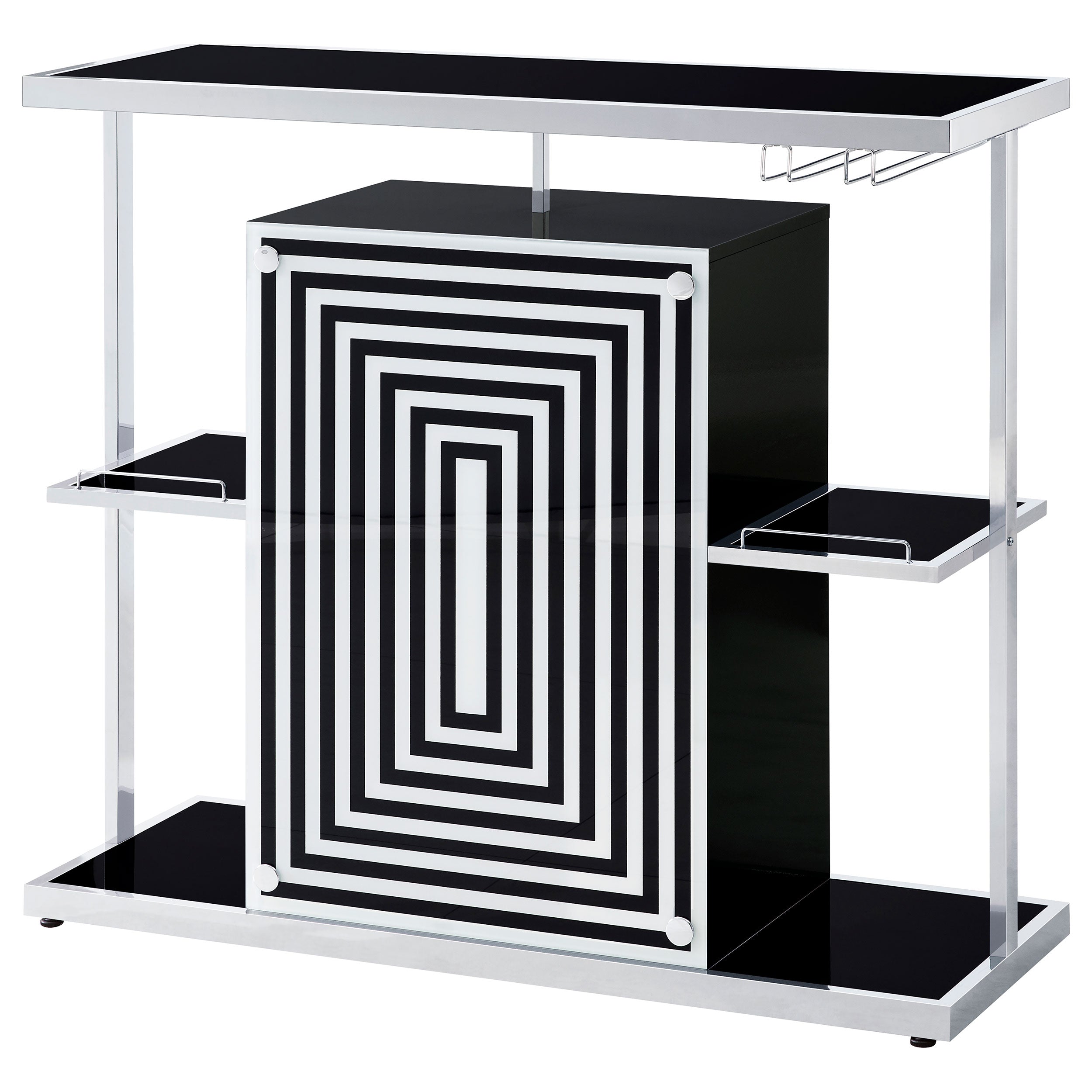 Coaster Zinnia 2-tier Bar Unit Glossy Black and White Default Title